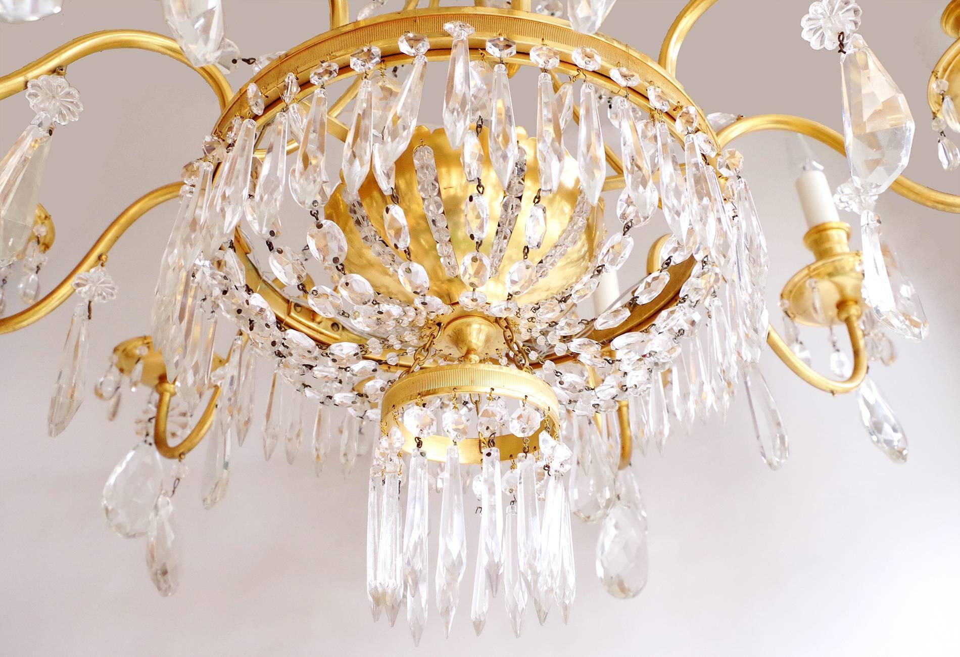 Directoire Style Chandelier with Crystal Pendants, circa 1970 1