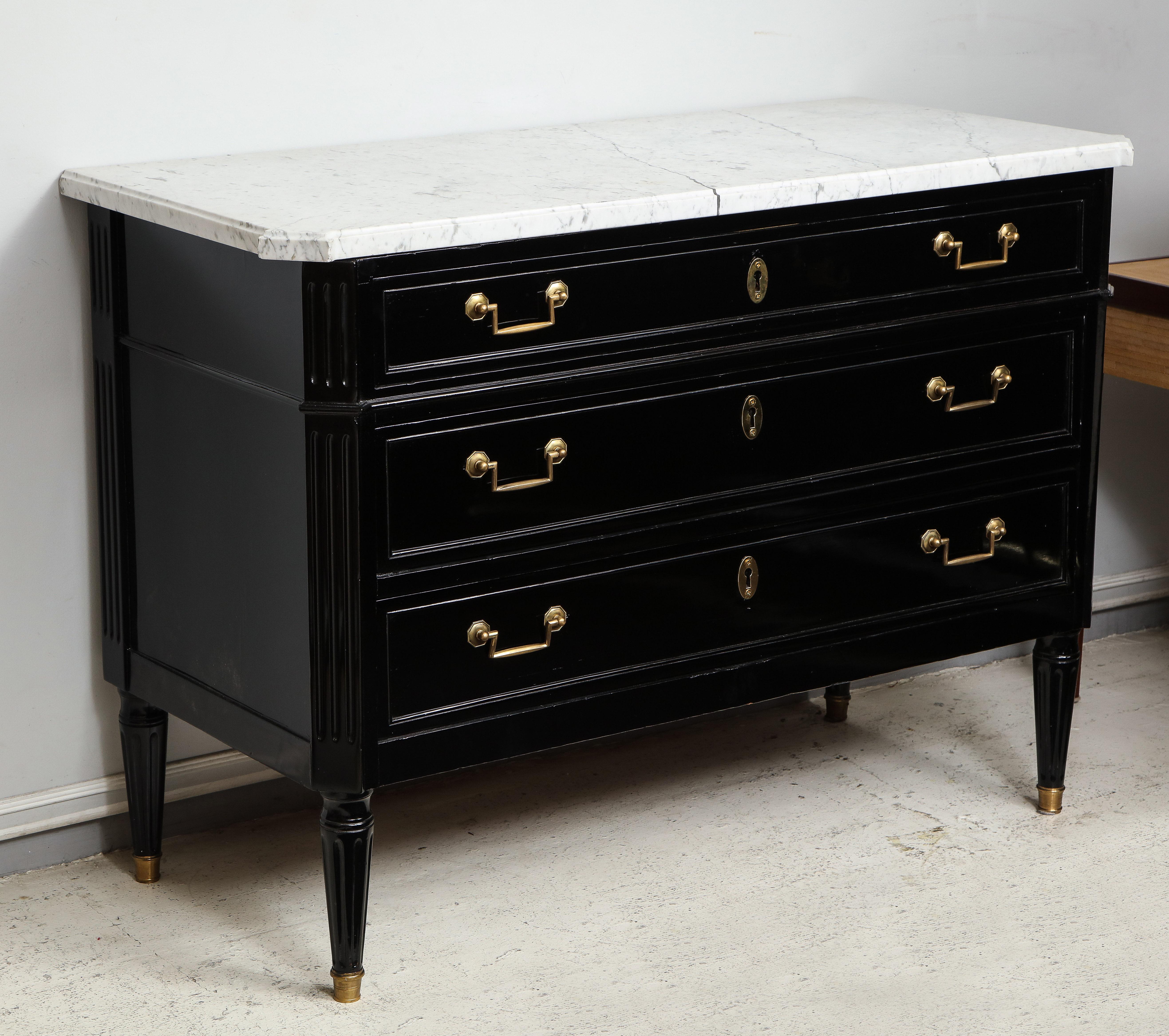 Ebonized Directoire-Style Commode with Marble Top For Sale
