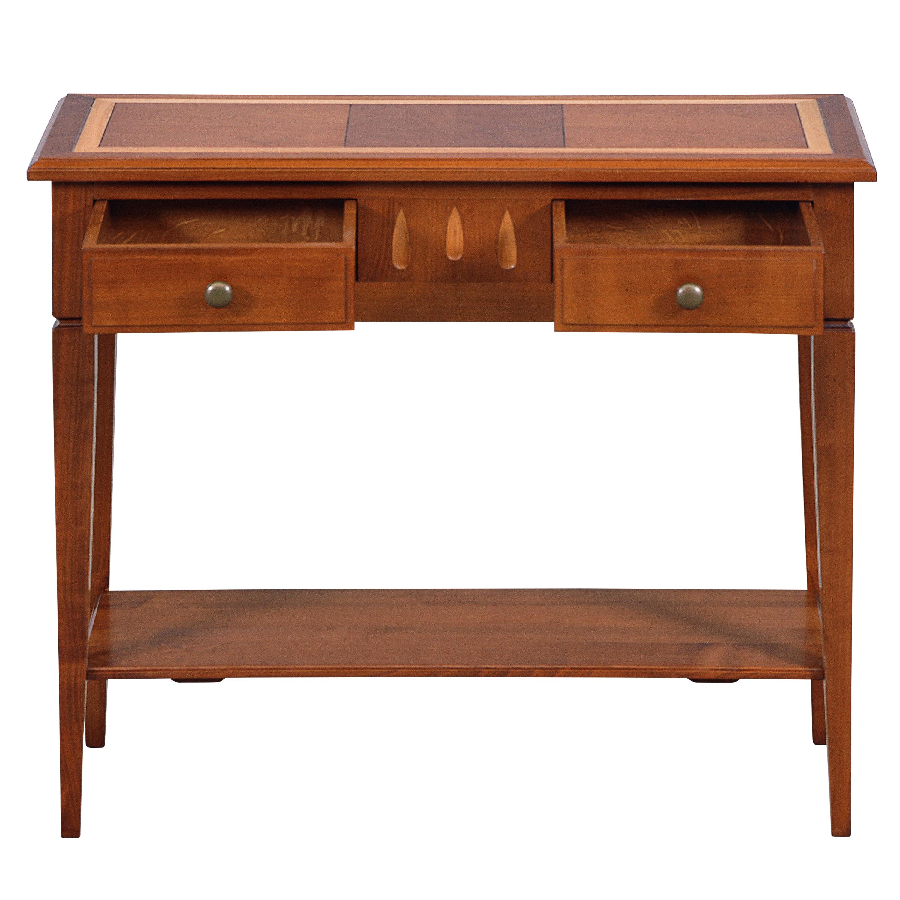 Français Table console de style Directoire en cerisier avec tiroir secret, fabriquée en France en vente