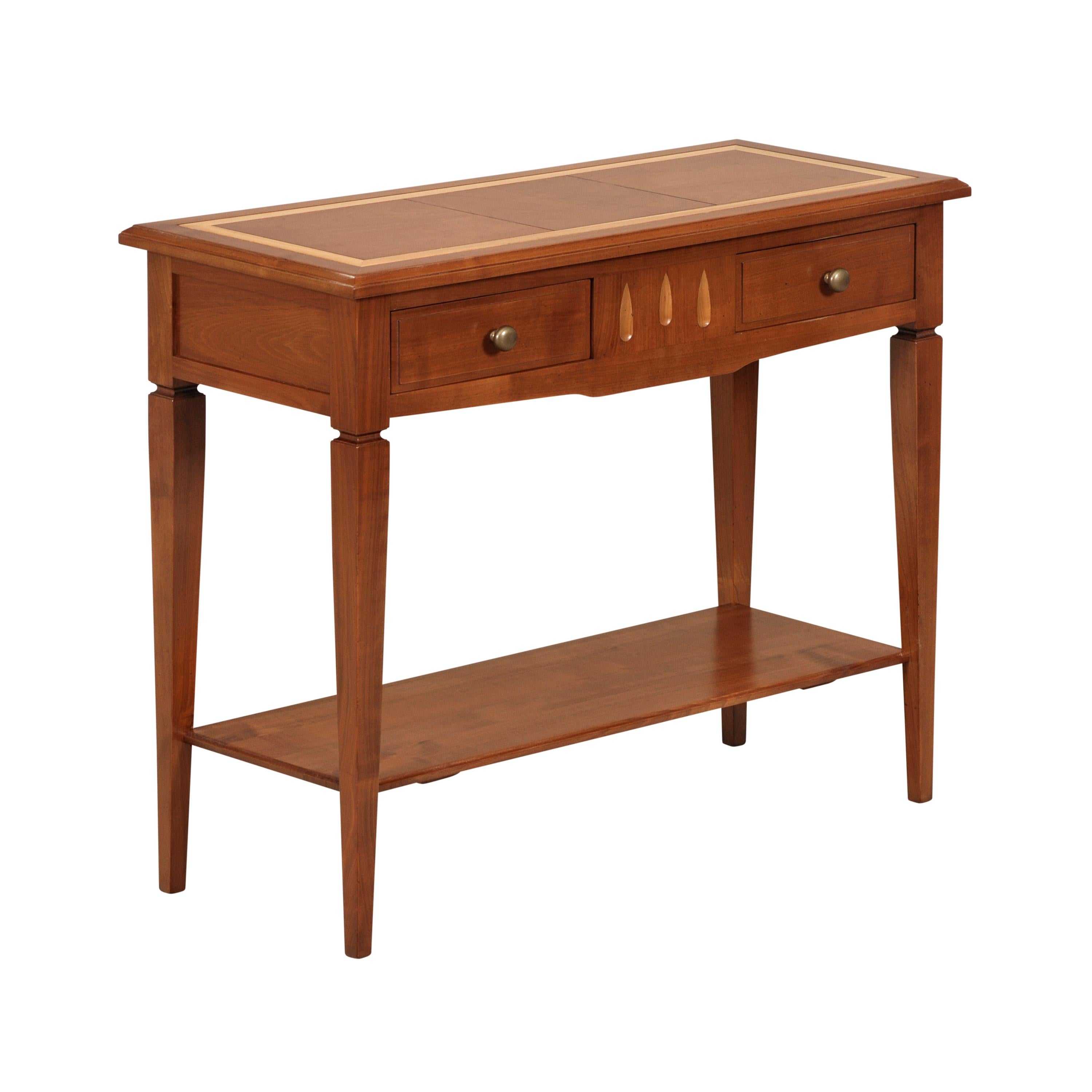 Directoire Style Console Table in Cherry with a Secret Drawer Made in France For Sale 1