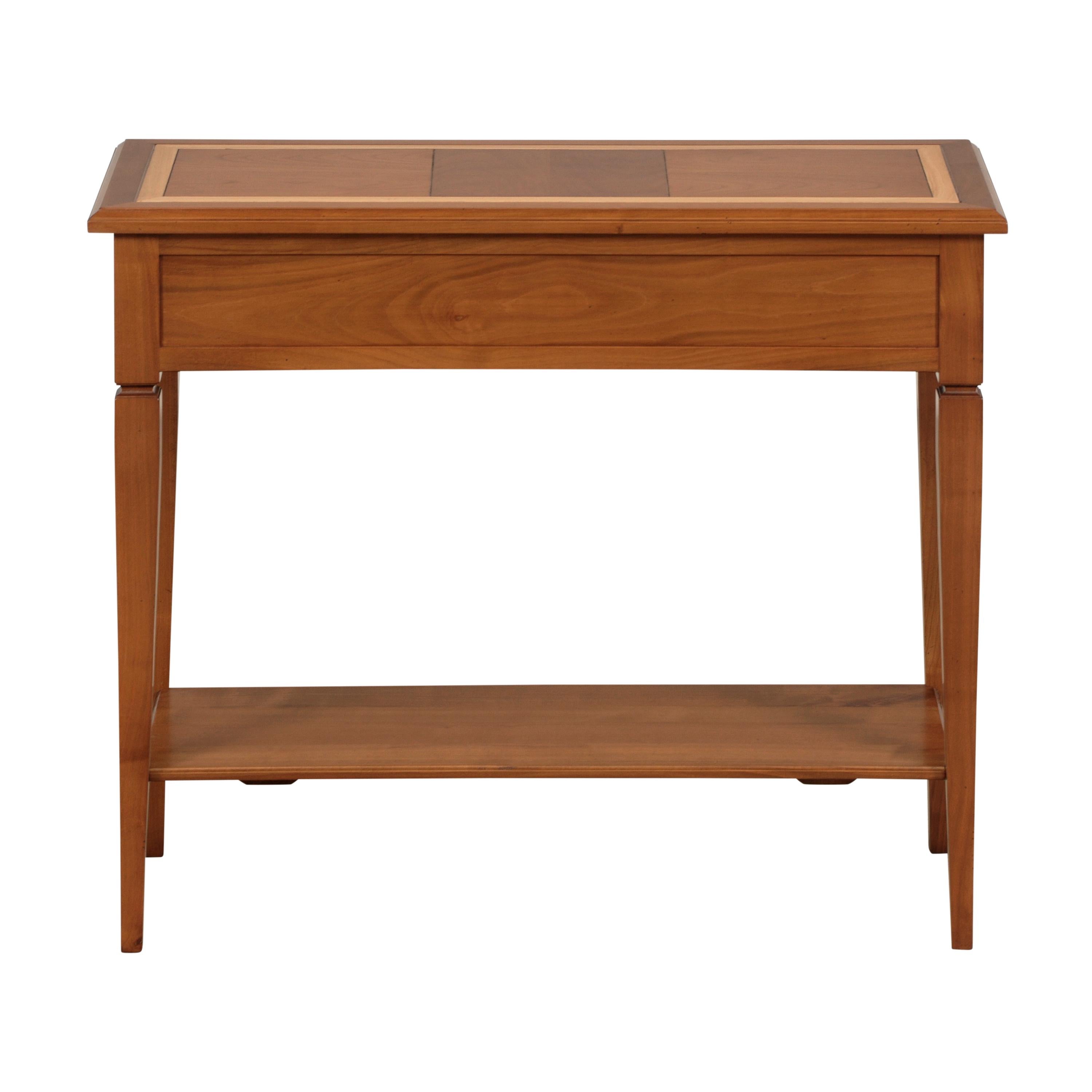 French Directoire Style Console Table in Solid Cherry Wood, Secret Drawer For Sale 2