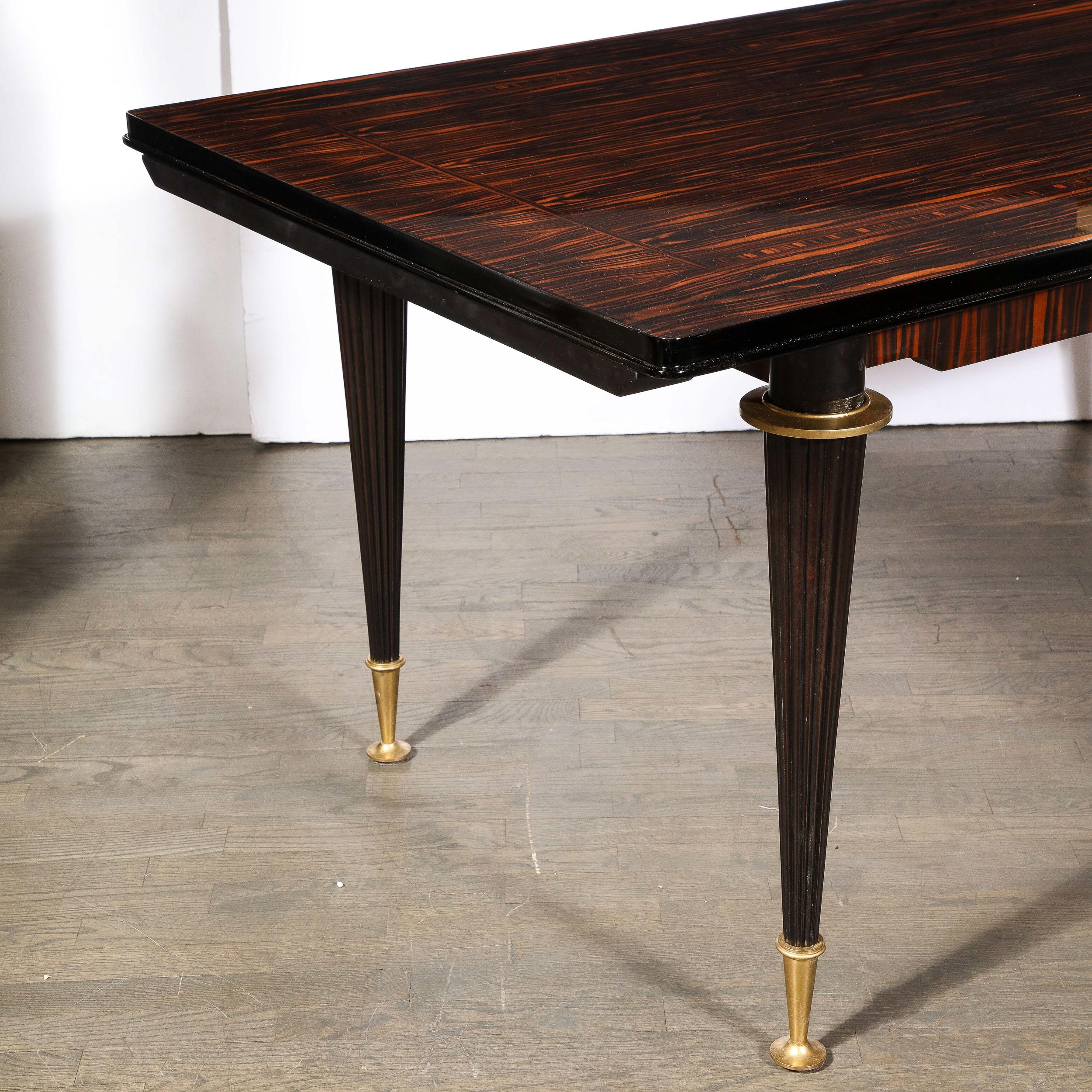 Directoire Style Dining Table in Bookmatched and Inlaid Macassar w/Bronze Mounts For Sale 3