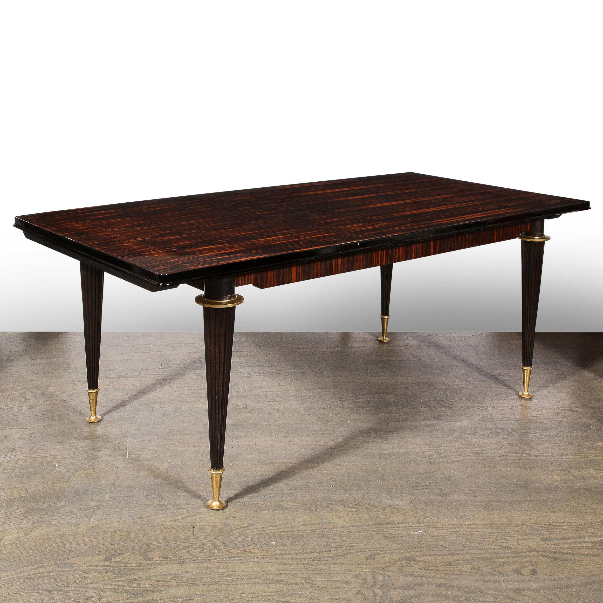 Directoire Style Dining Table in Bookmatched and Inlaid Macassar w/Bronze Mounts For Sale 4