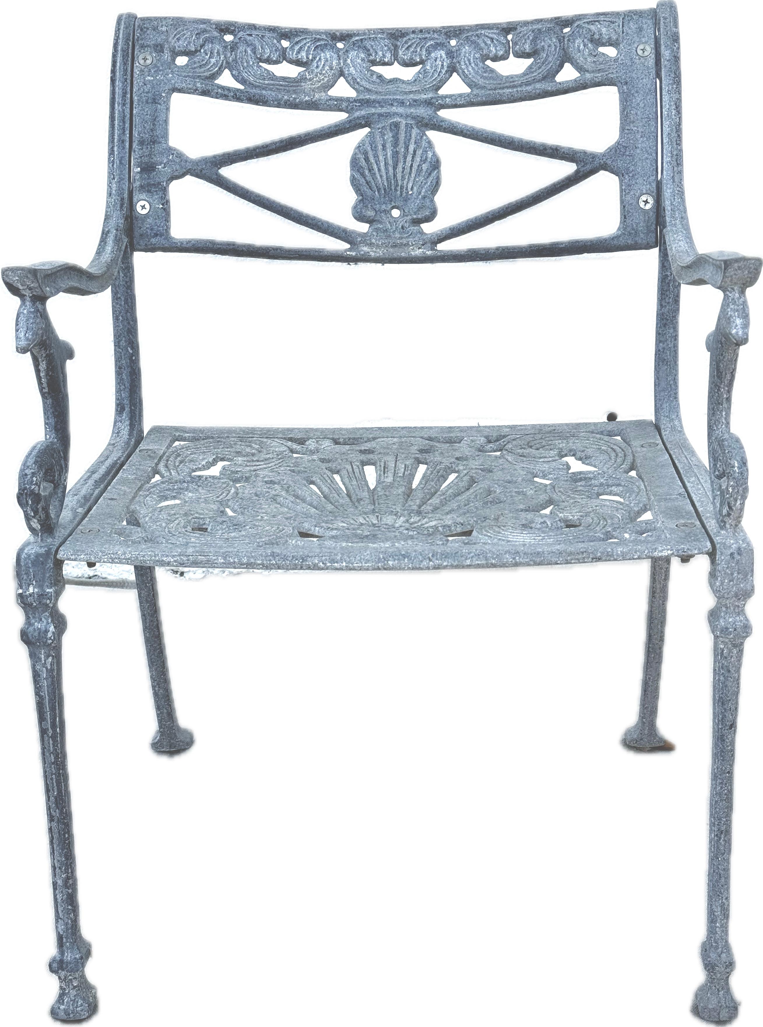Directoire Style Dolphin And Shell  Garden Patio Chair 2