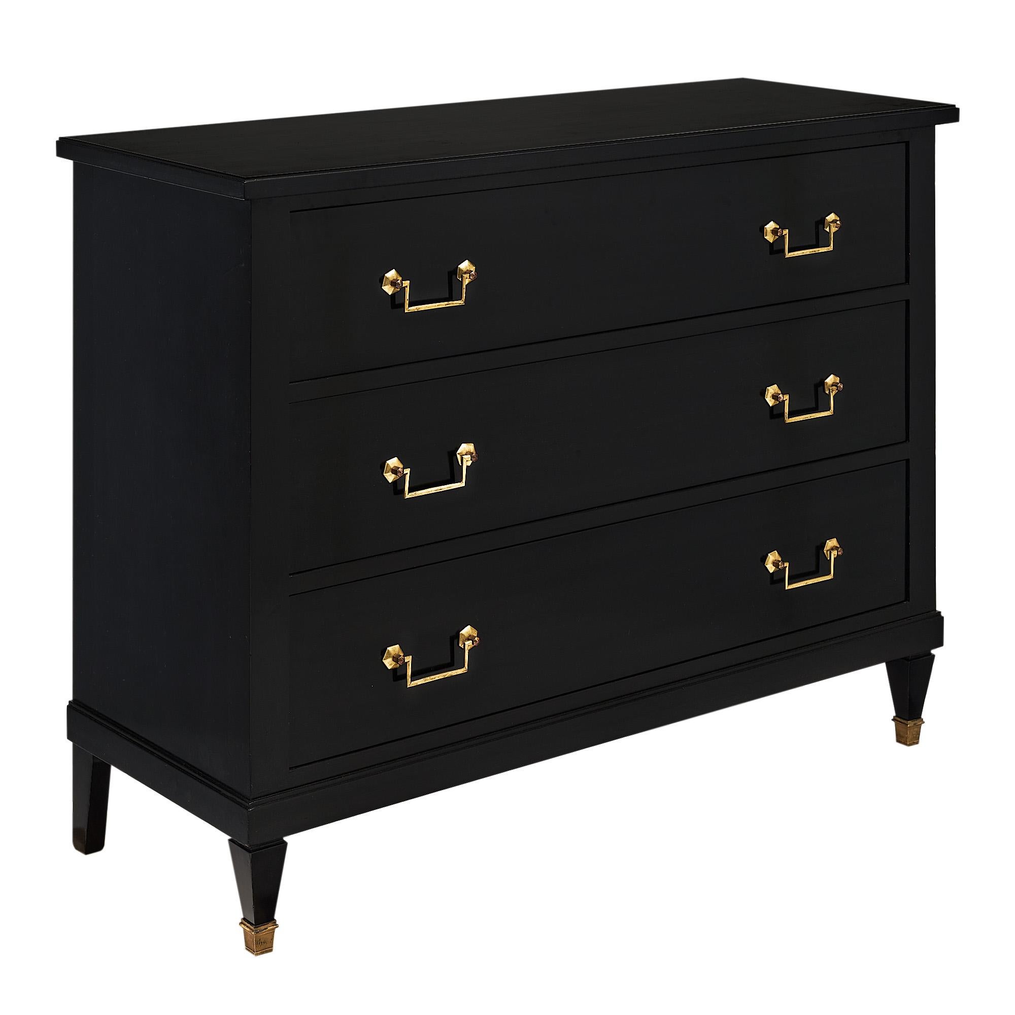 Directoire Style Ebonized Chest of Drawers In Good Condition For Sale In Austin, TX