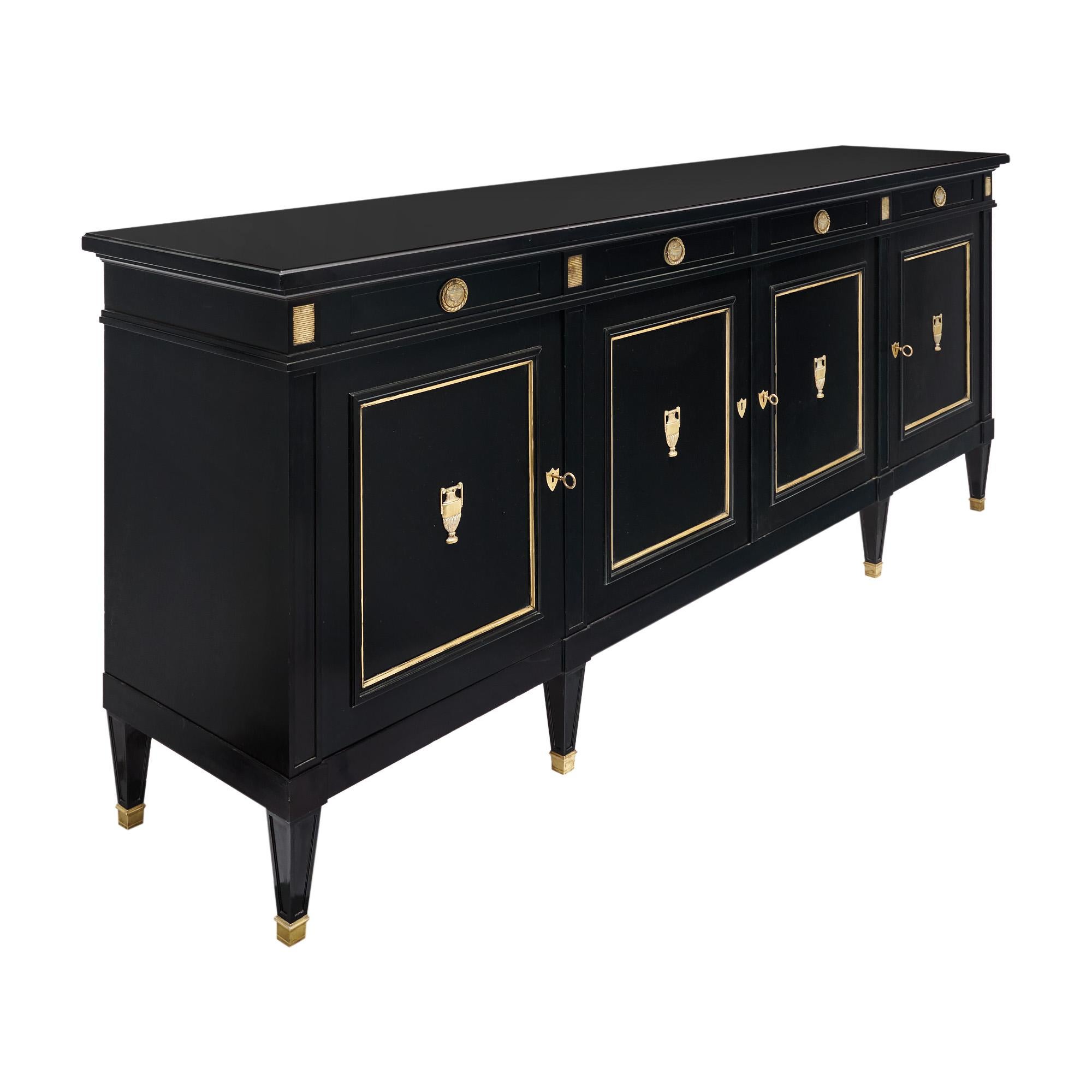 Directoire Style Ebonized French Buffet In Good Condition For Sale In Austin, TX