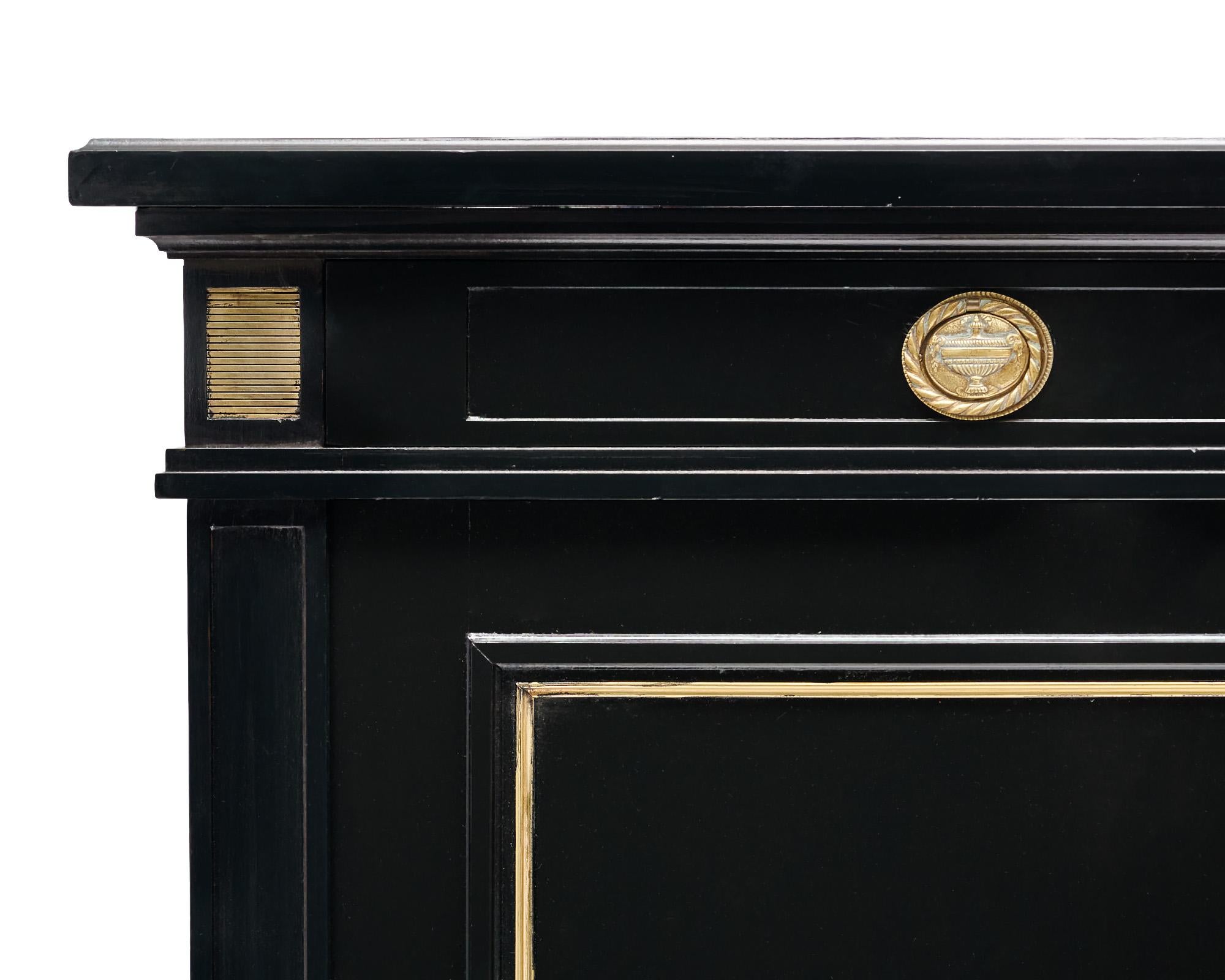Brass Directoire Style Ebonized French Buffet For Sale