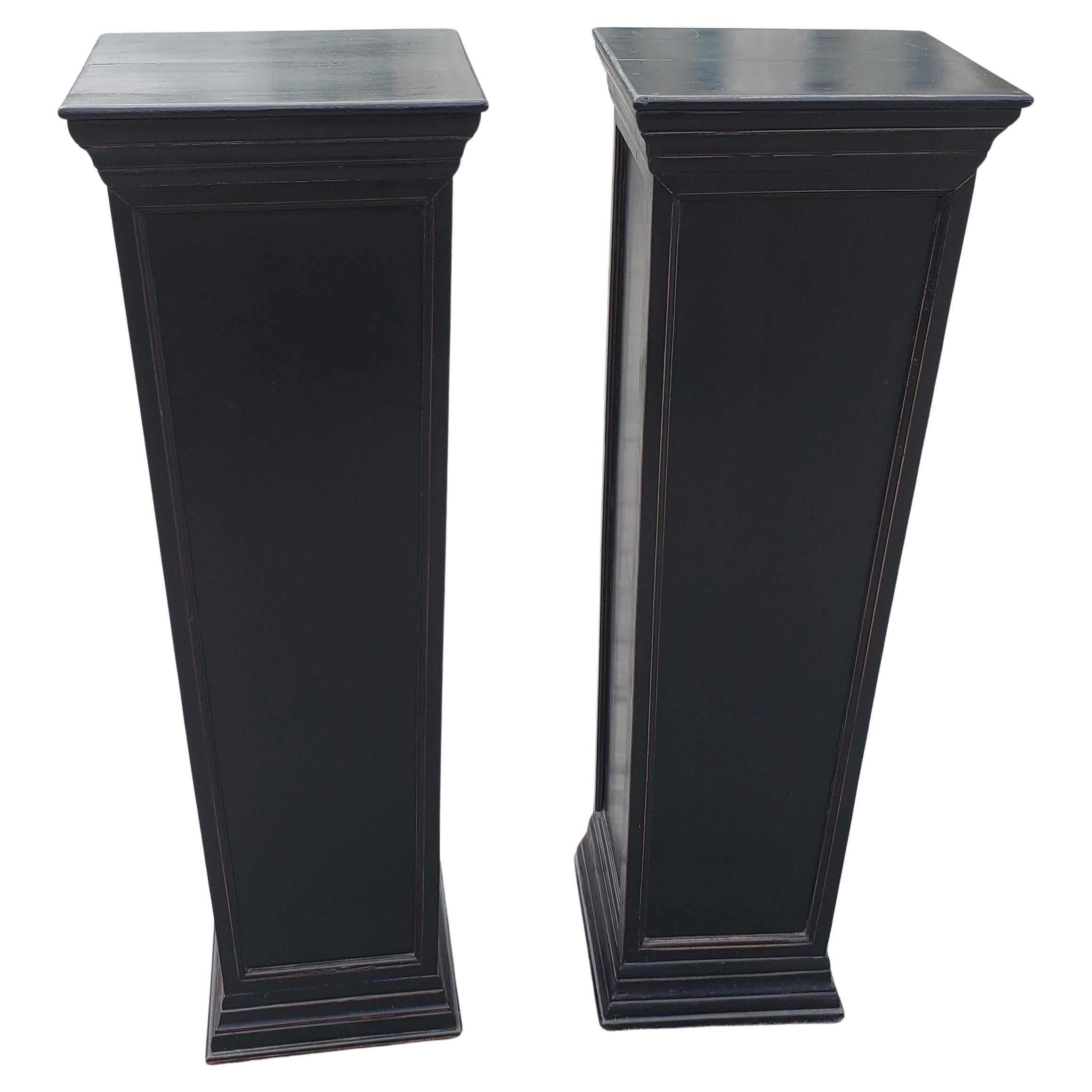 American Directoire Style Ebonized Fruitwood Oblong Pedestals, a Pair For Sale
