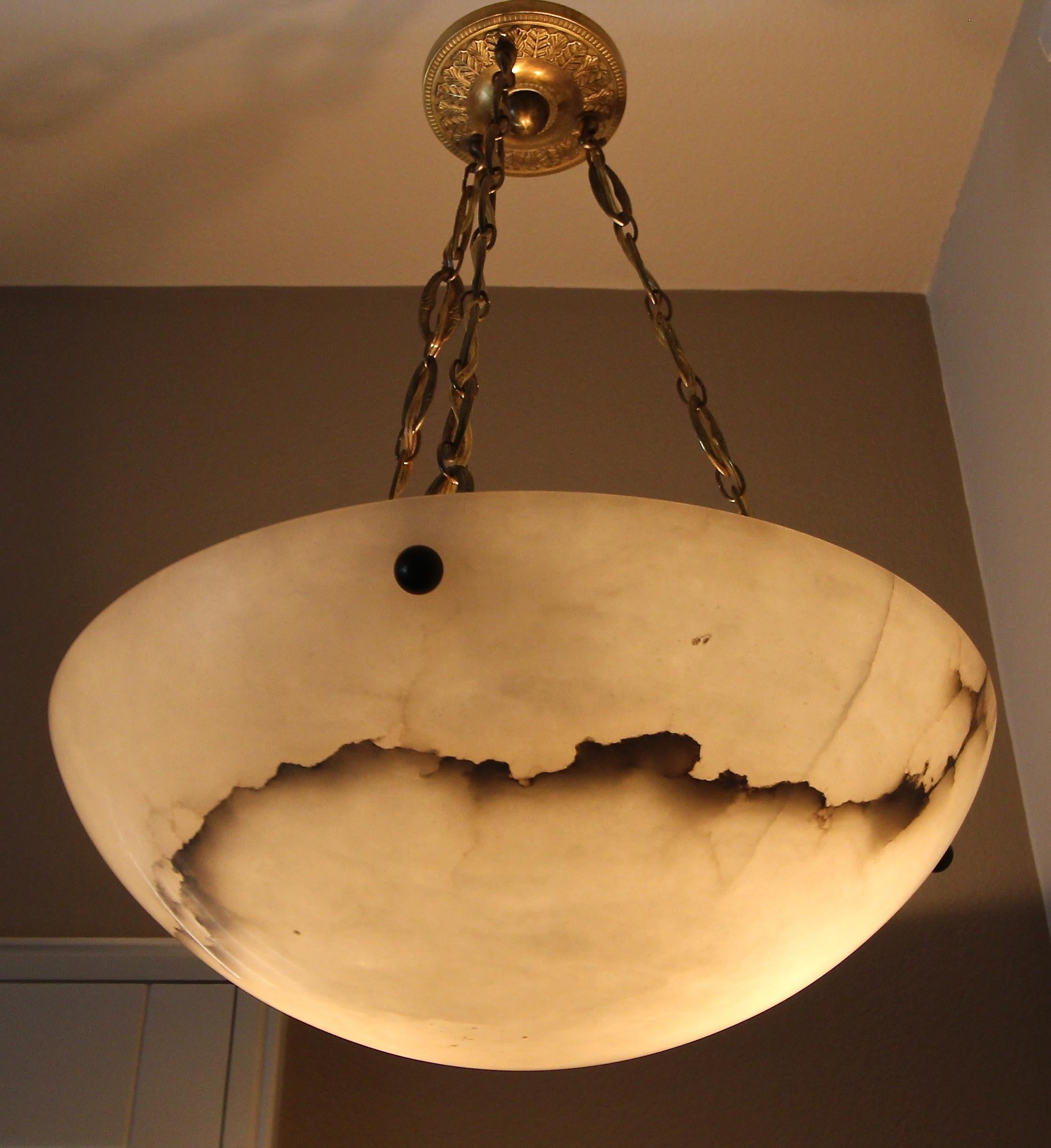 Directoire Style French Alabaster Chandelier Pendant Light 5