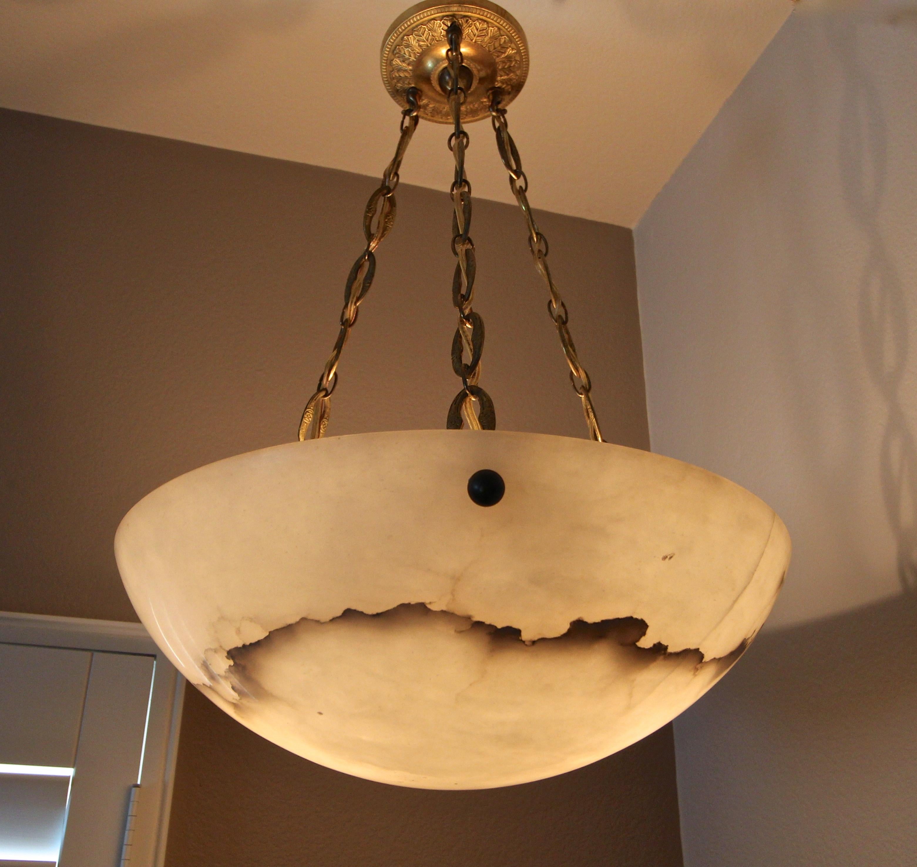 Directoire Style French Alabaster Chandelier Pendant Light 6