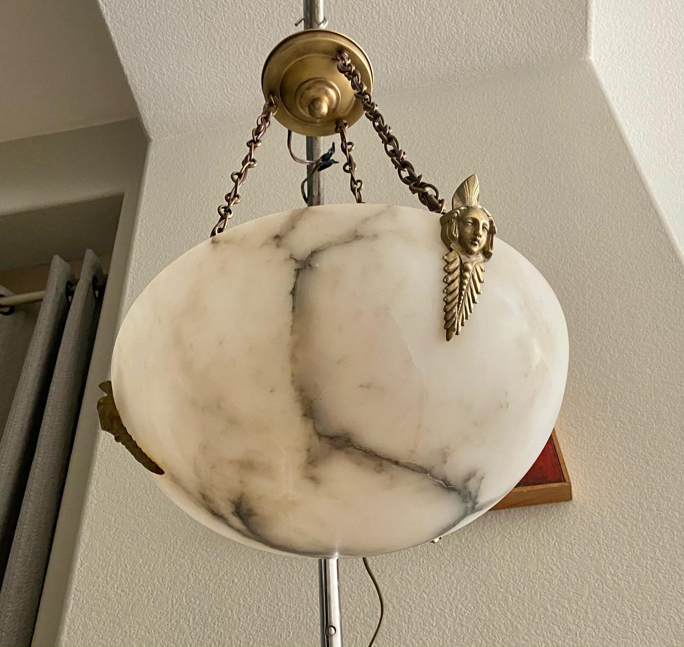 Directoire Style French Alabaster Chandelier Pendant Light 7