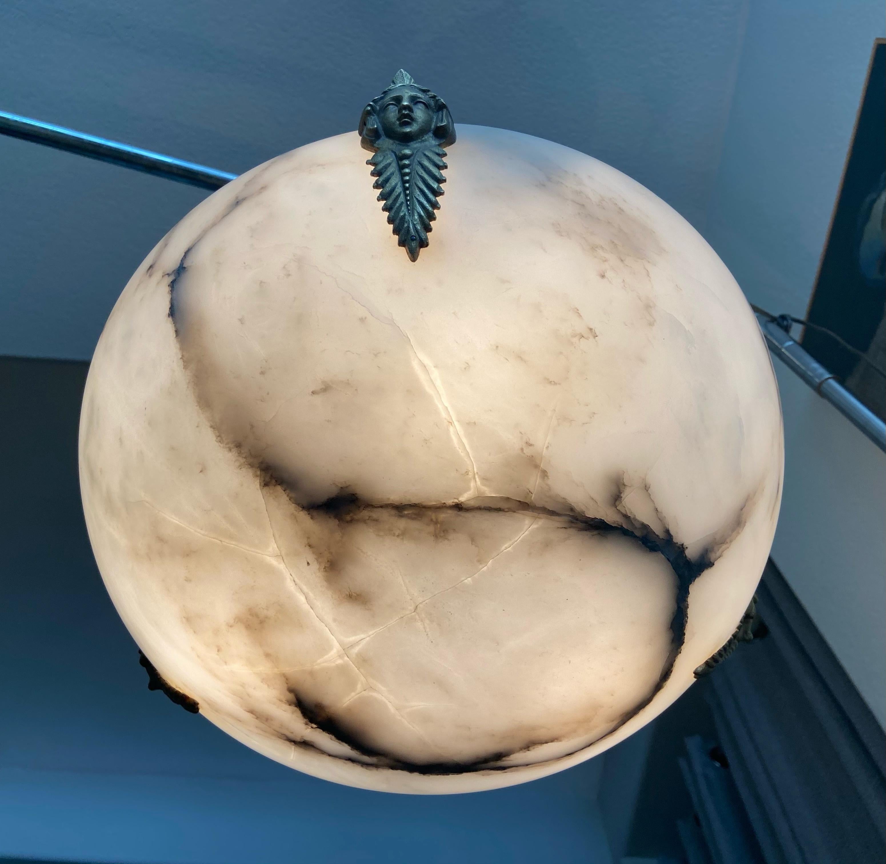 Directoire Style French Alabaster Chandelier Pendant Light 12