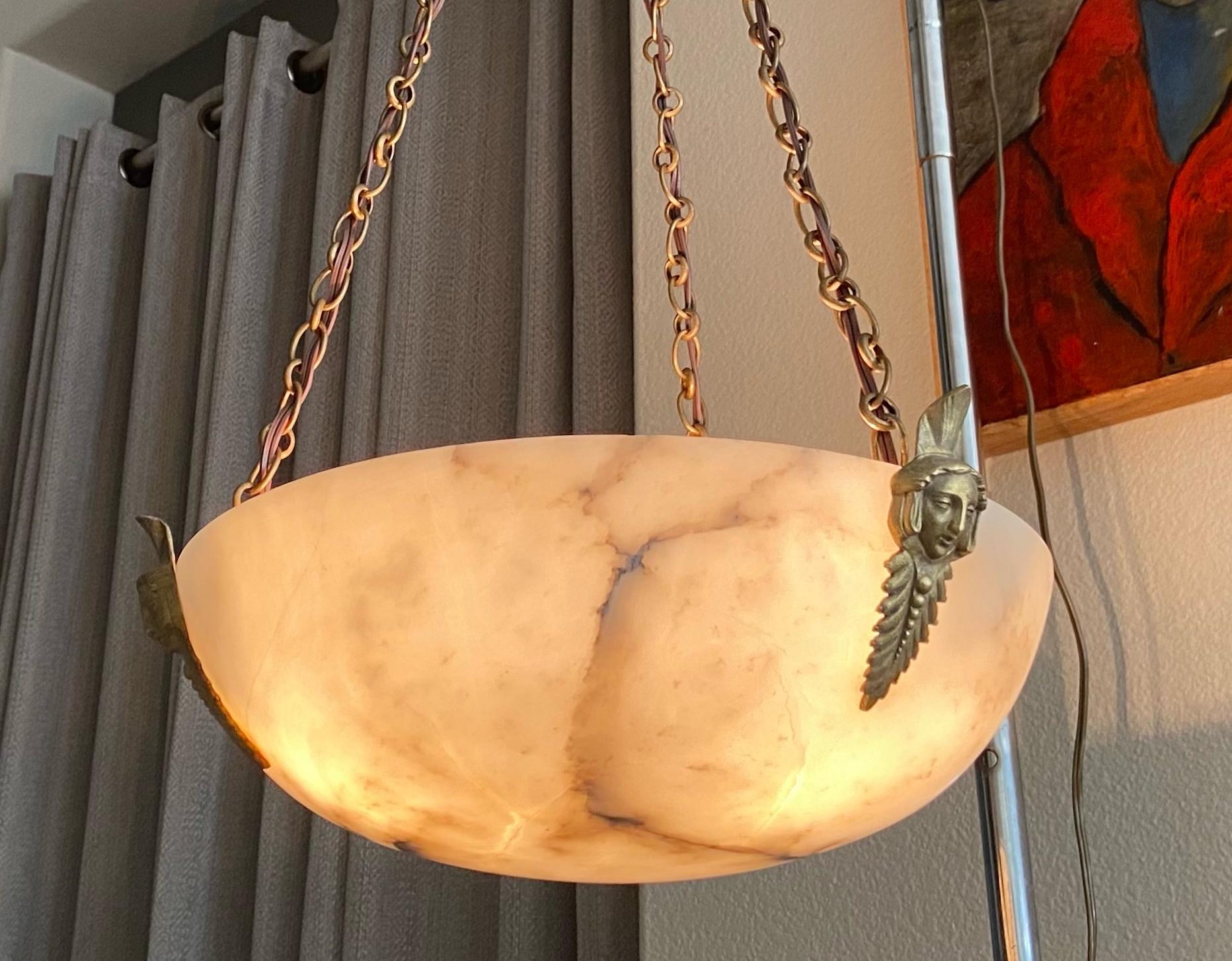 Directoire Style French Alabaster Chandelier Pendant Light 13