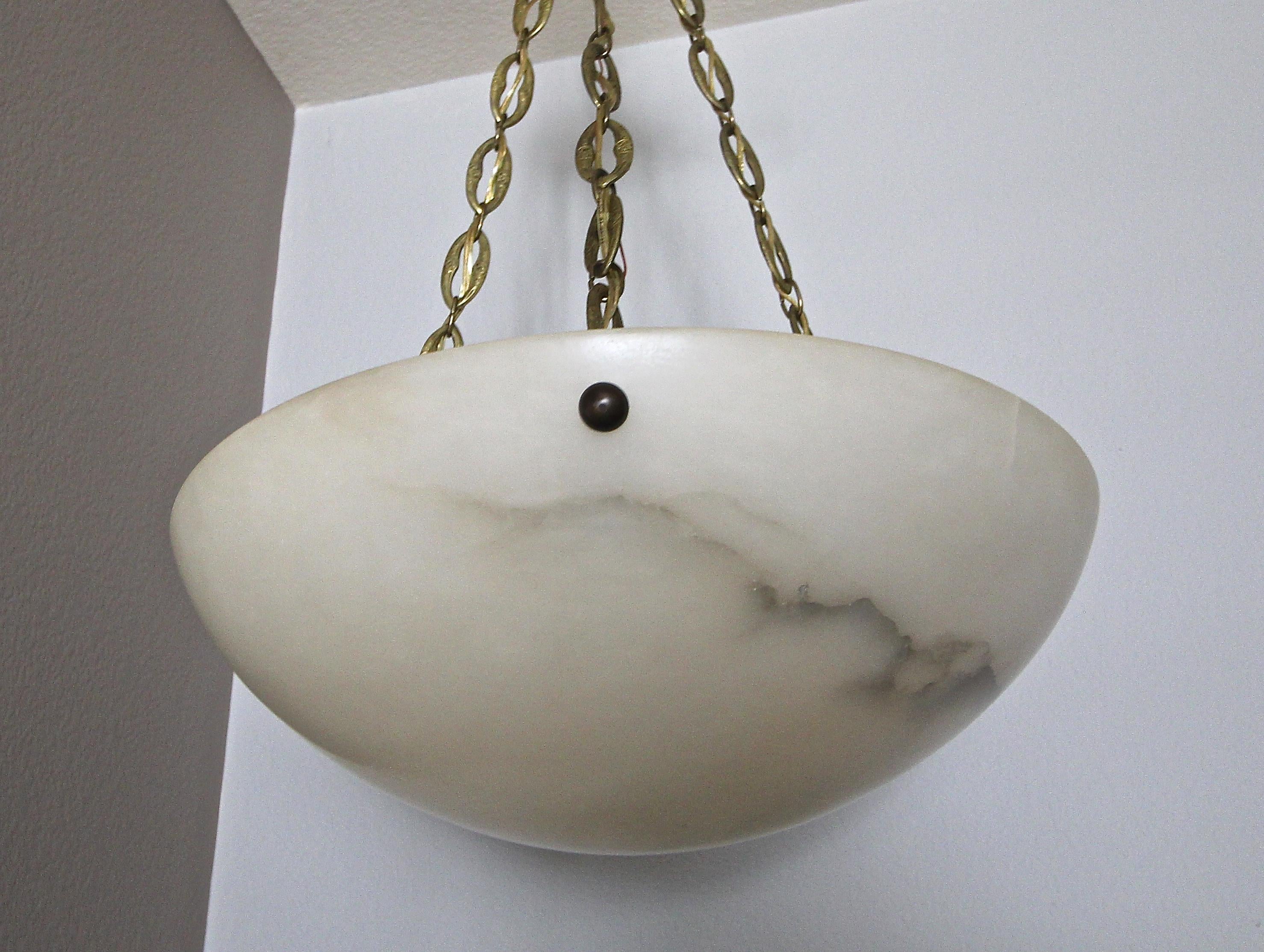 Directoire Style French Alabaster Chandelier Pendant Light In Good Condition In Palm Springs, CA