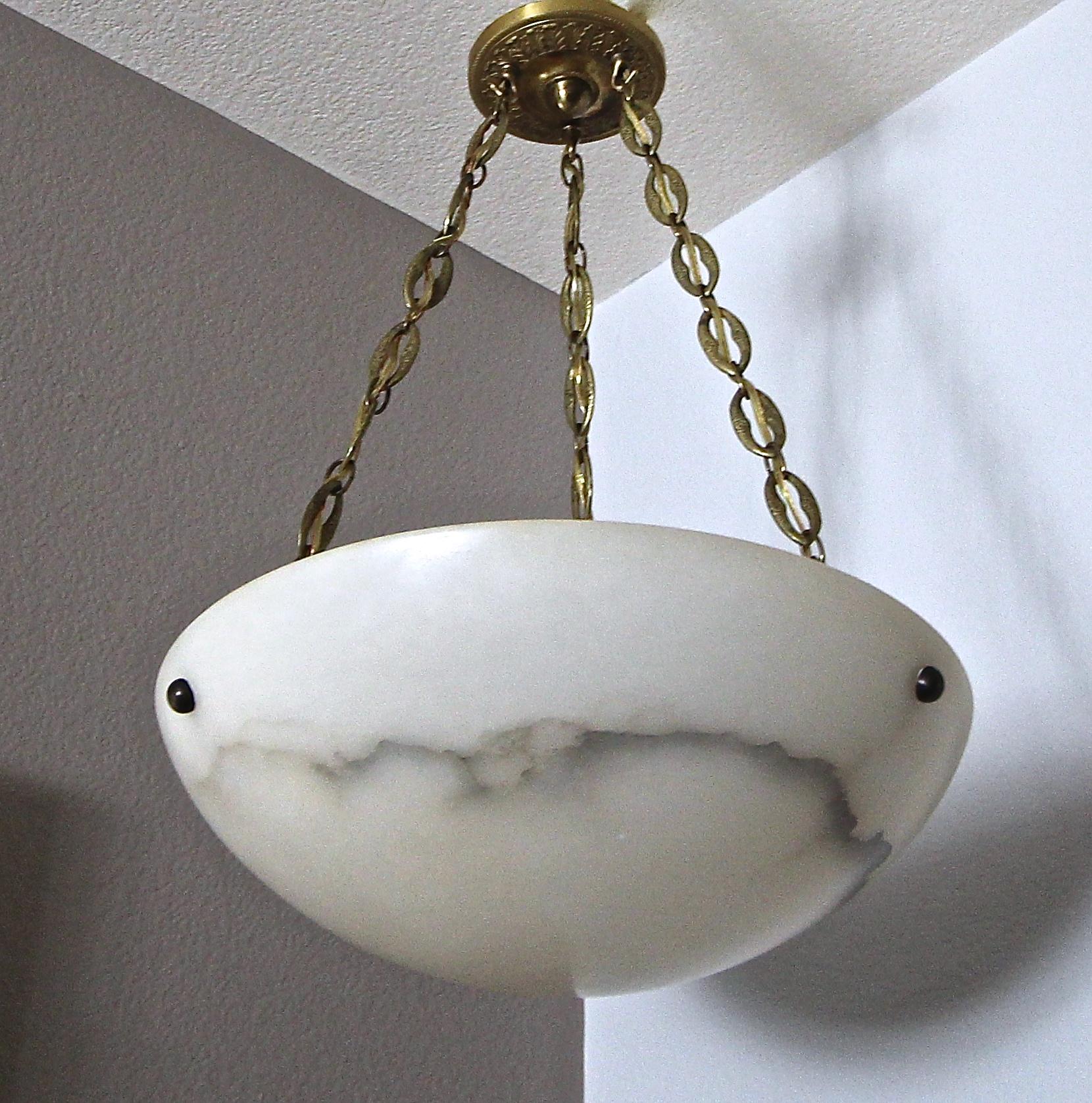 Mid-20th Century Directoire Style French Alabaster Chandelier Pendant Light