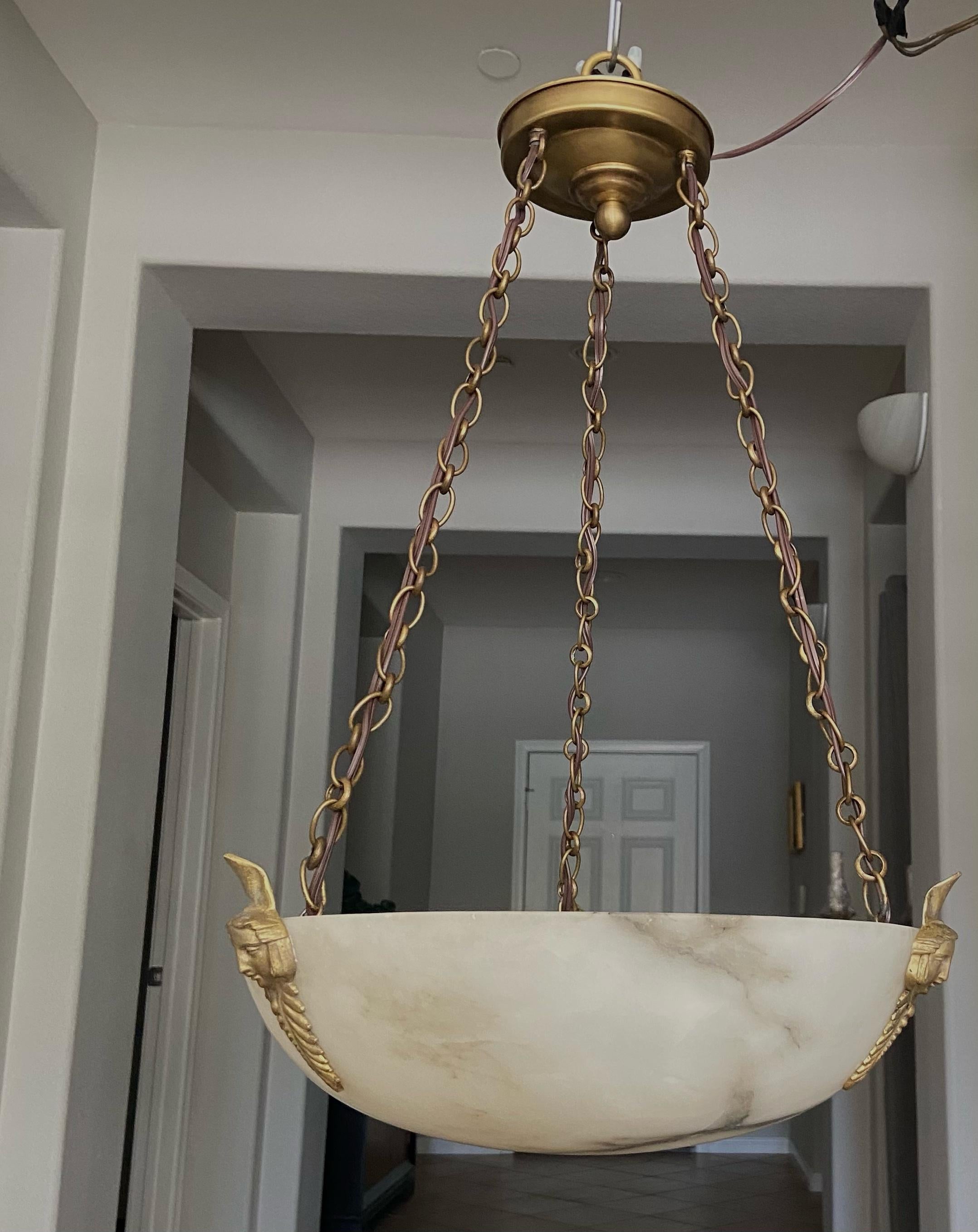 Directoire Style French Alabaster Chandelier Pendant Light 1