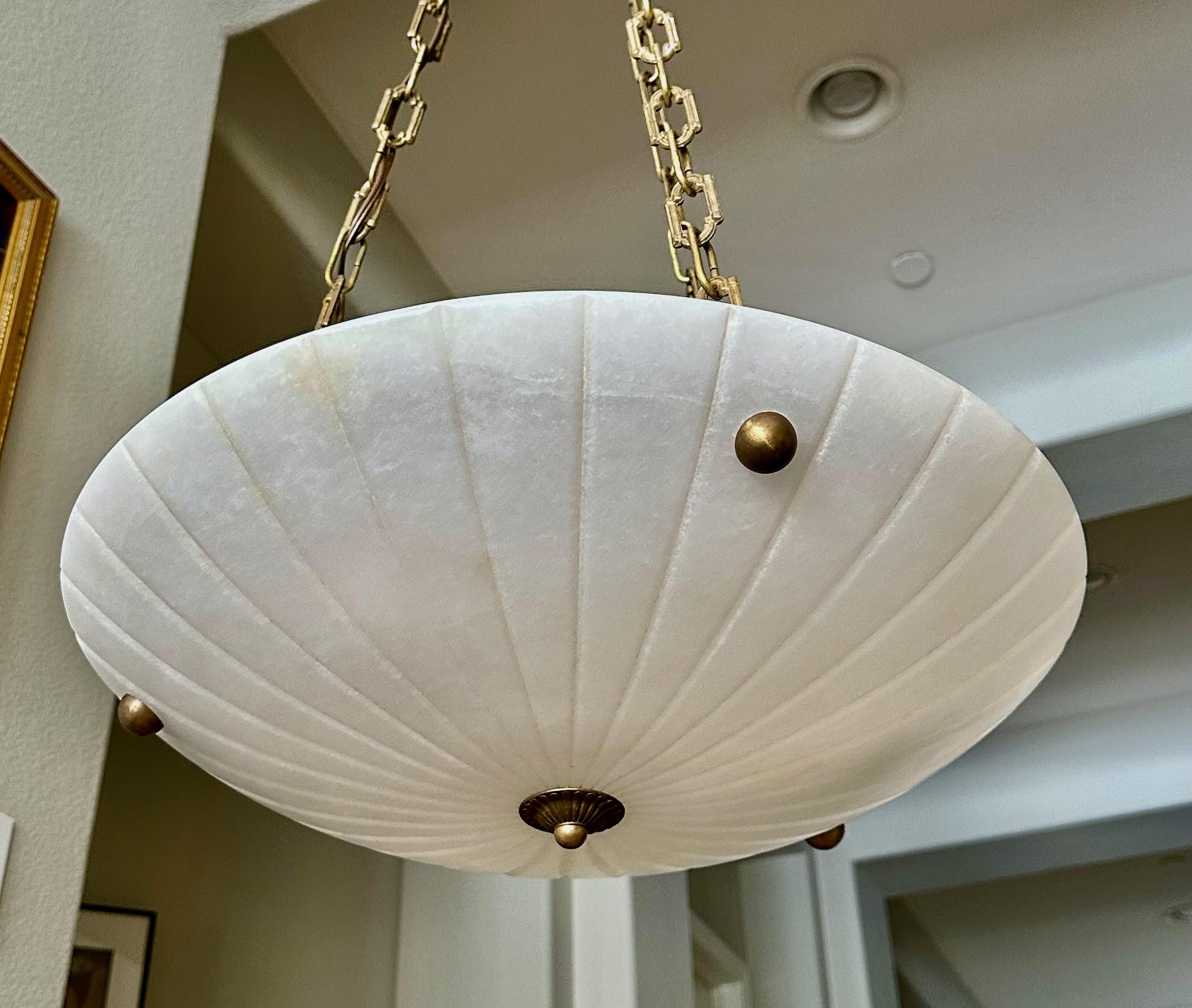 Directoire Style French Alabaster Pendant Chandelier in vendita 4