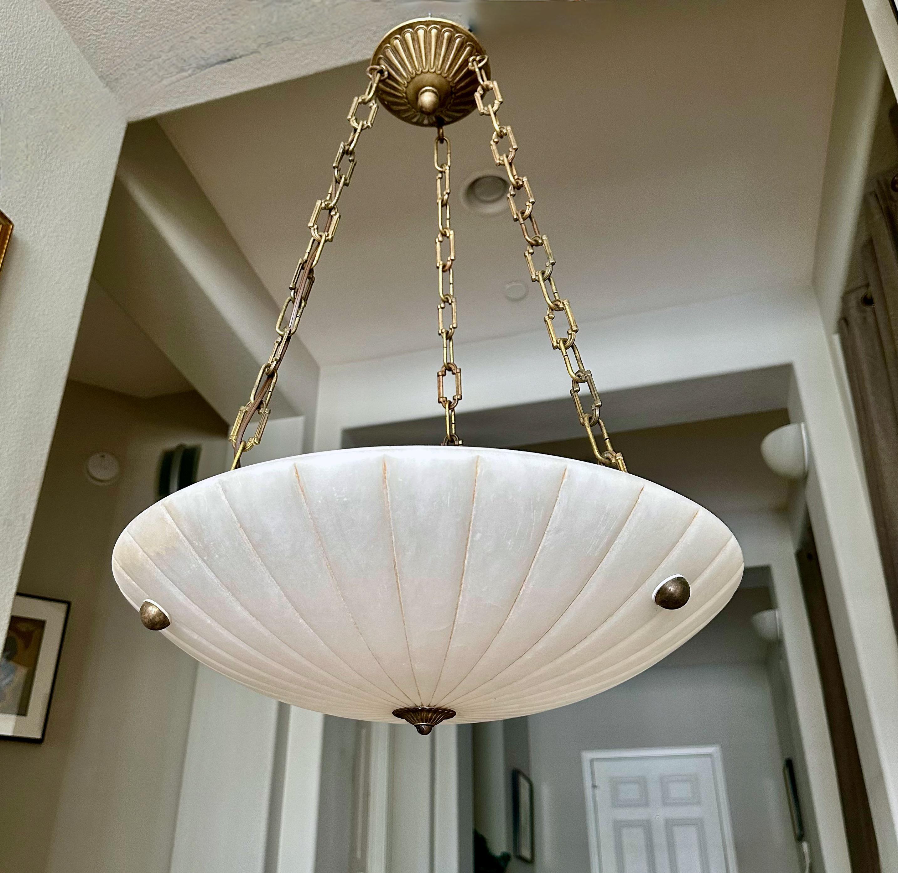 Lampadario a sospensione in alabastro francese in stile Directoire in vendita 4