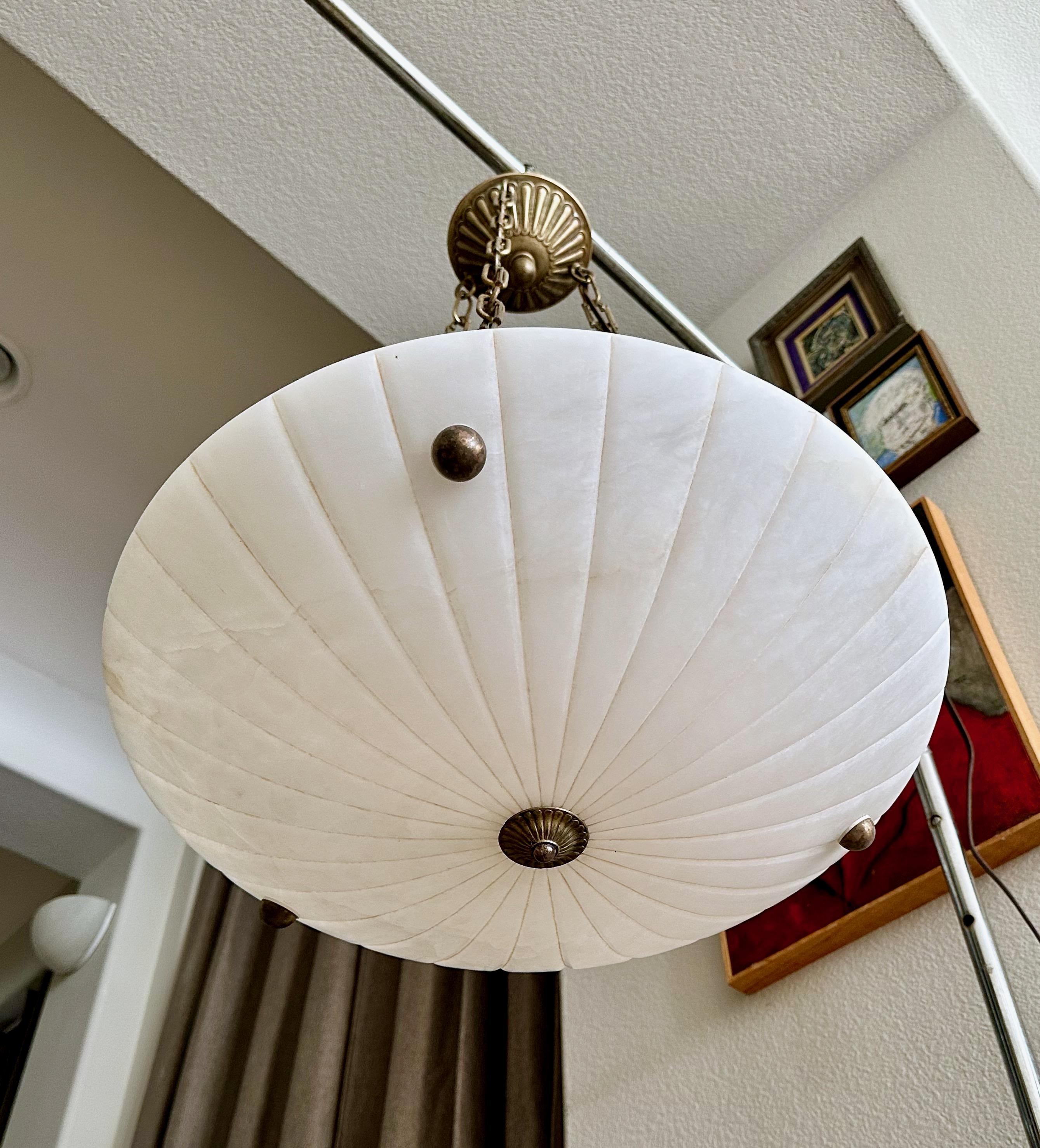 Lampadario a sospensione in alabastro francese in stile Directoire in vendita 5