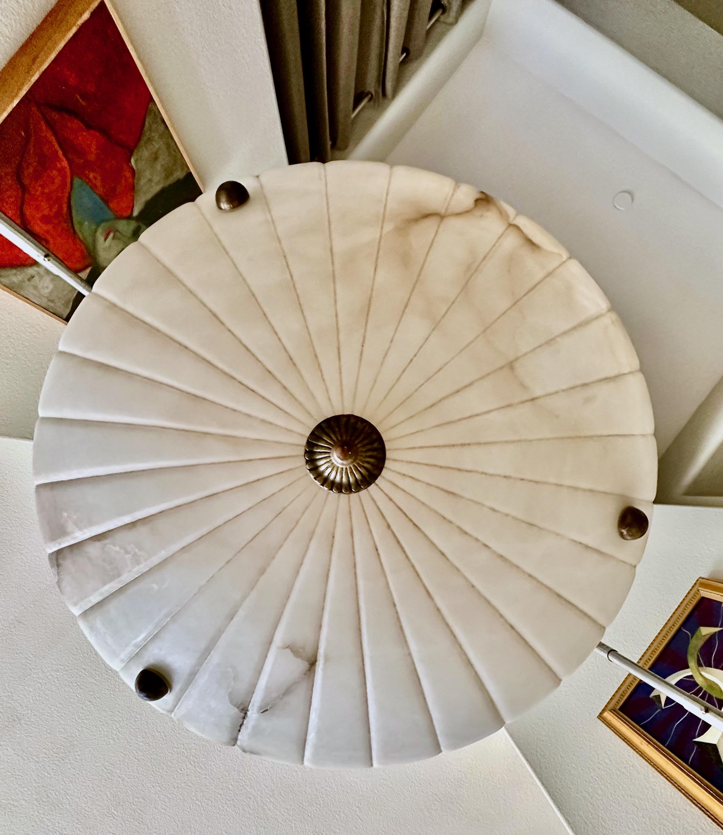 Lampadario a sospensione in alabastro francese in stile Directoire in vendita 5