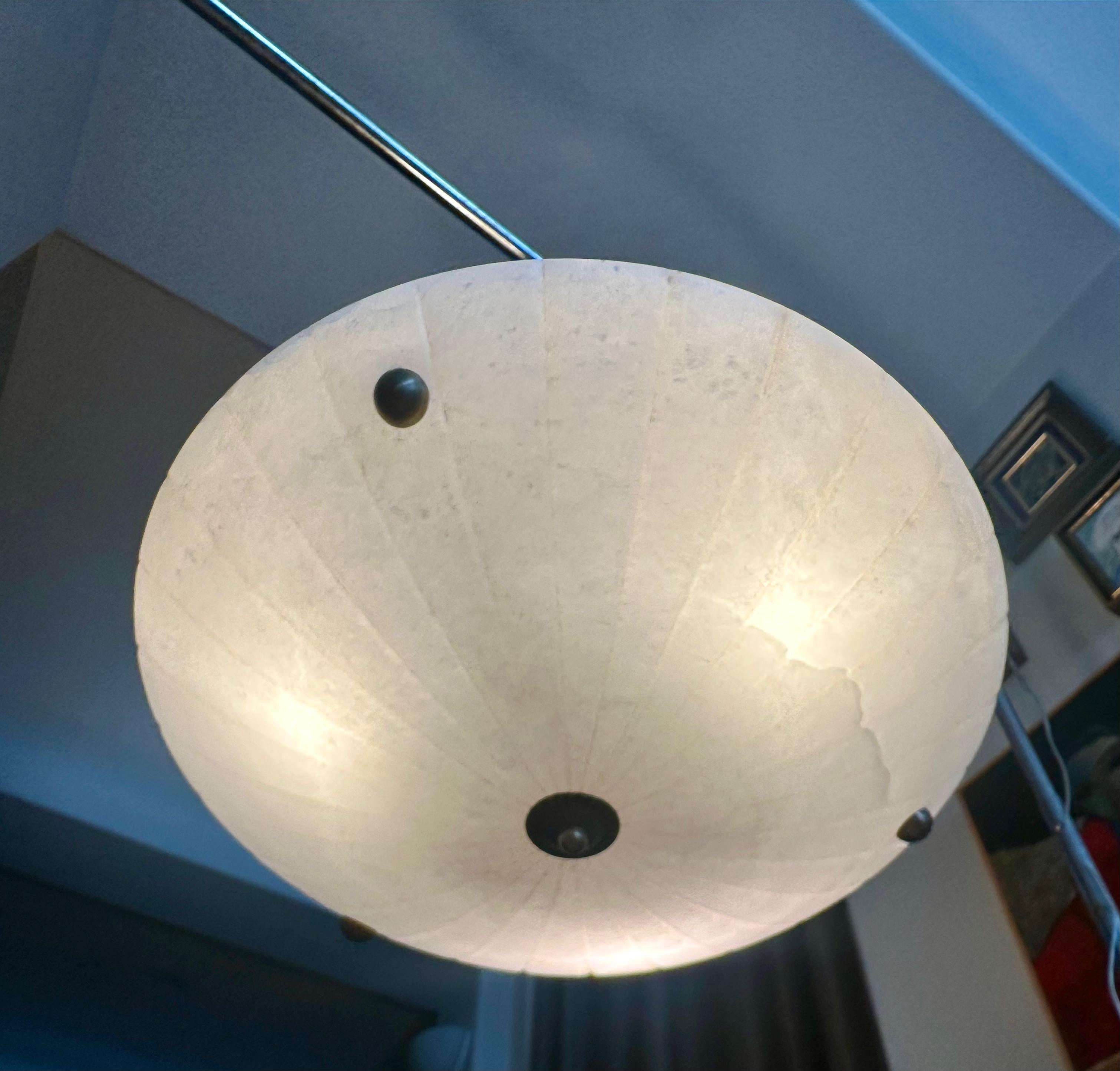 Directoire Style French Alabaster Pendant Chandelier in vendita 7