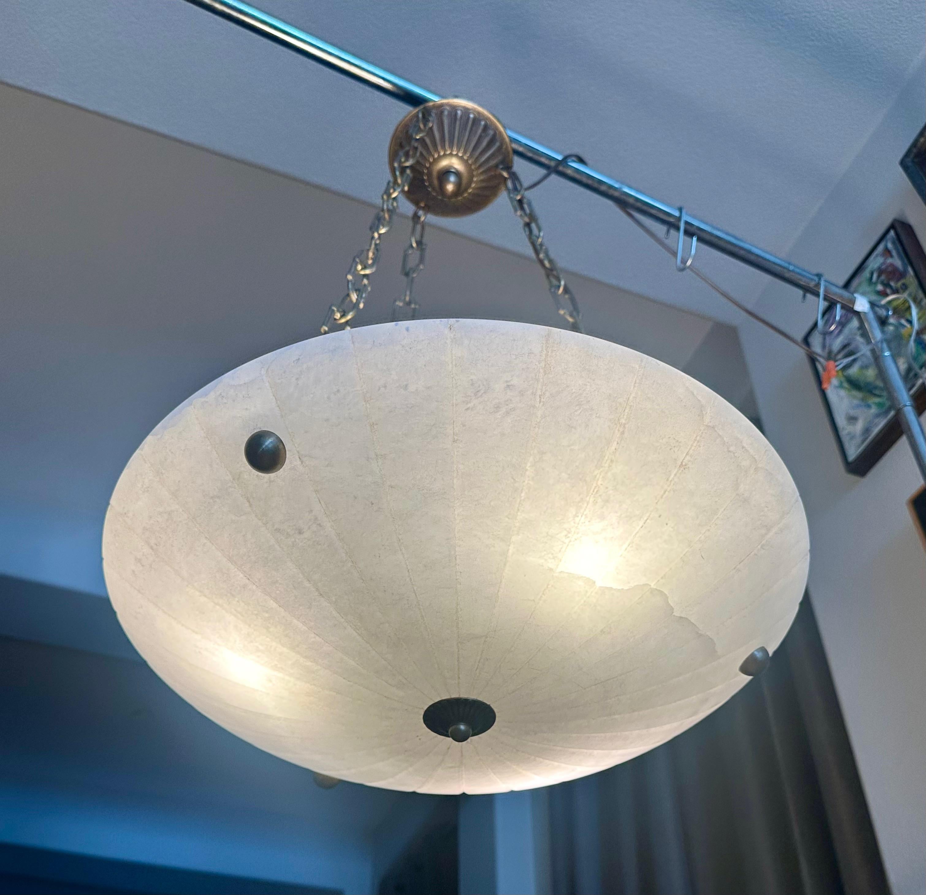 Directoire Style French Alabaster Pendant Chandelier in vendita 8