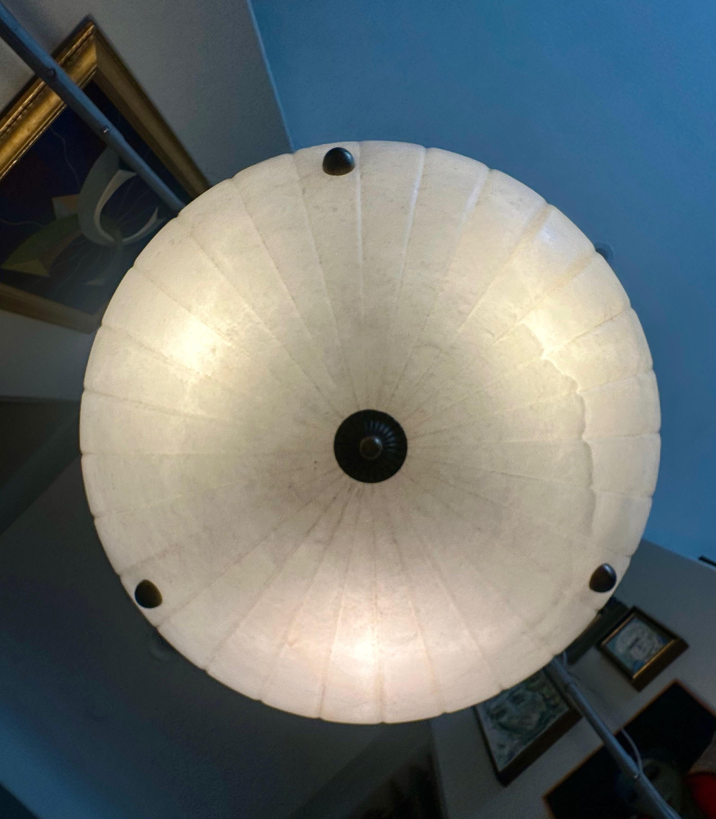 Directoire Style French Alabaster Pendant Chandelier in vendita 9