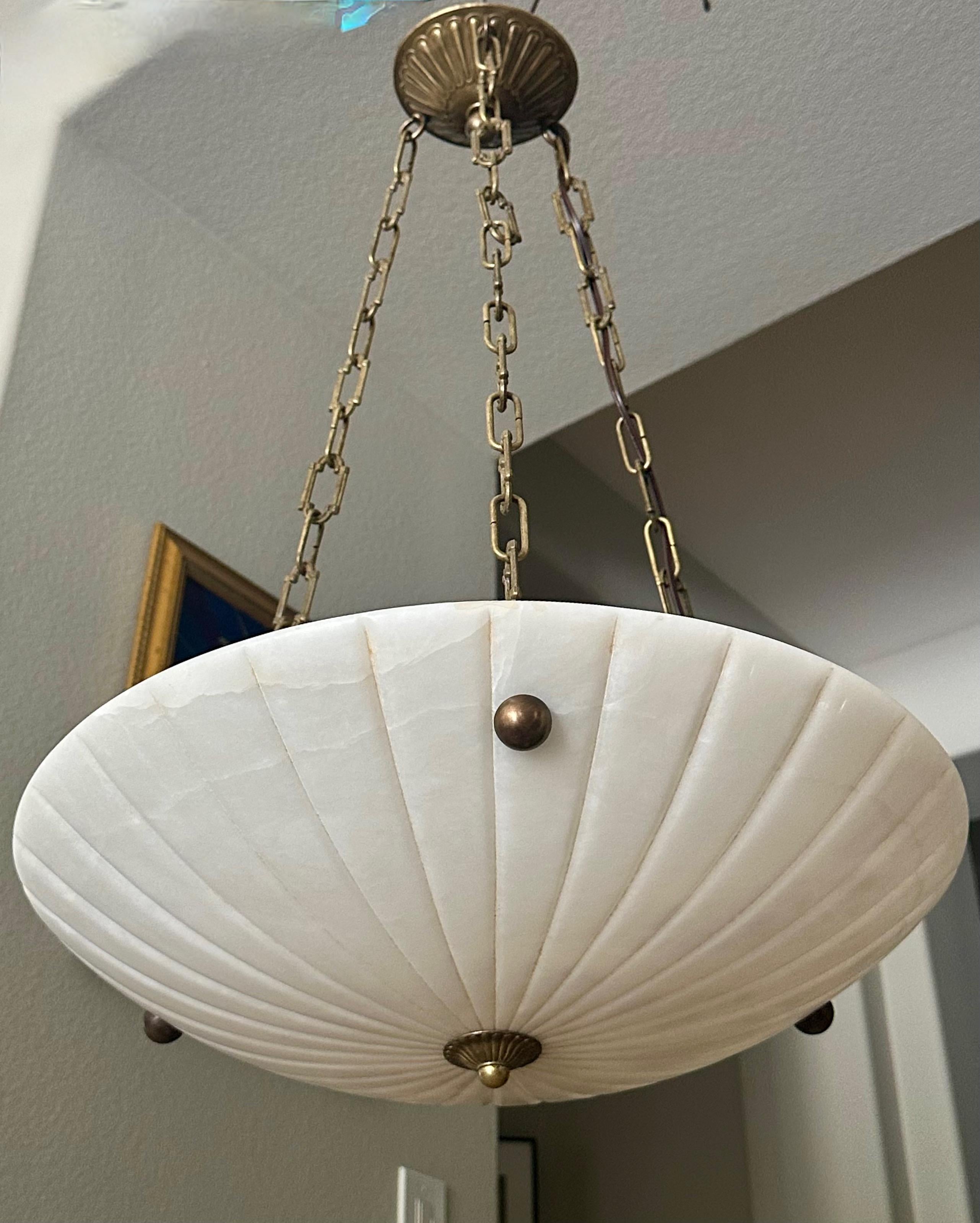 Lustre à pendentifs en albâtre de style Directoire en vente 10