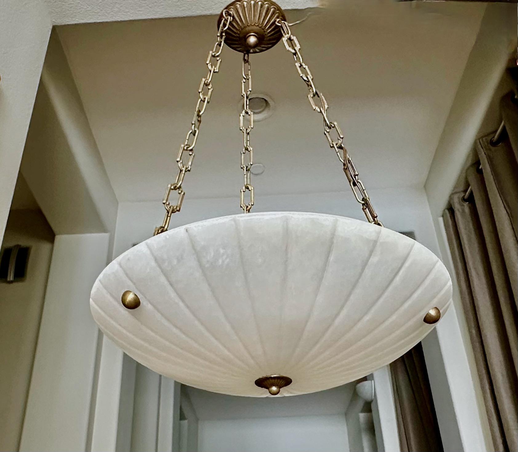 Directoire Style French Alabaster Pendant Chandelier in vendita 11