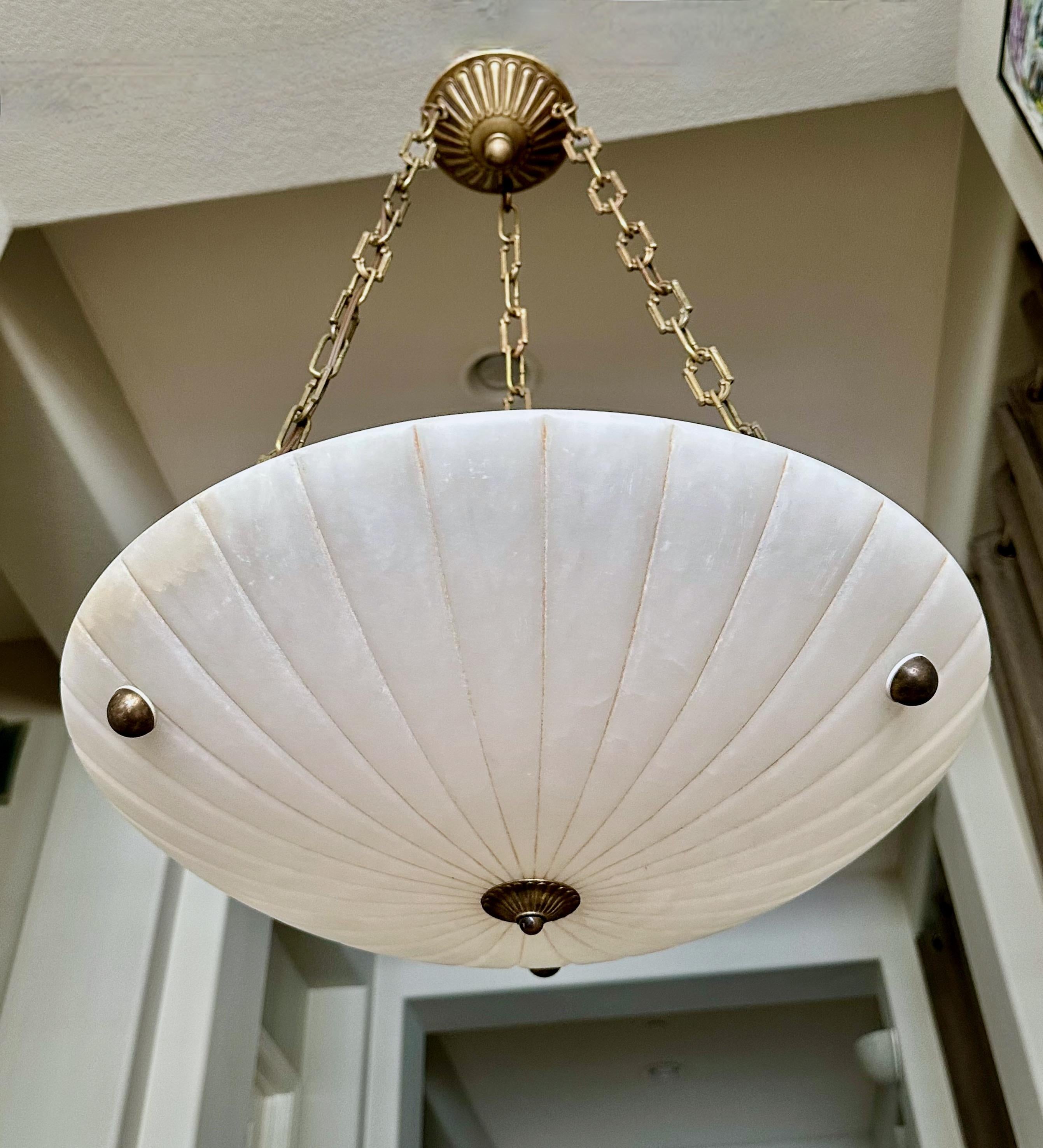 Lampadario a sospensione in alabastro francese in stile Directoire in vendita 13