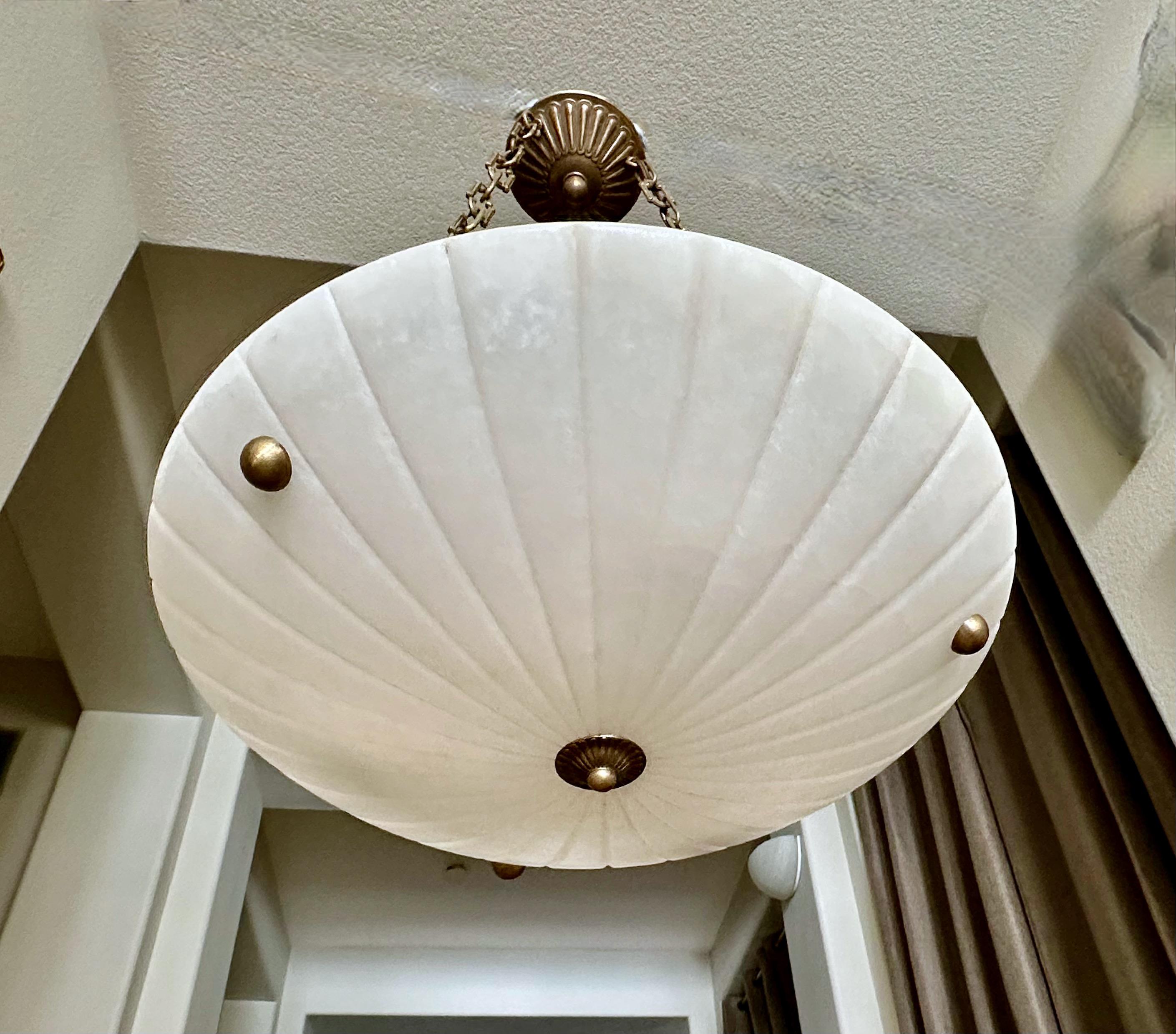 Francese Directoire Style French Alabaster Pendant Chandelier in vendita