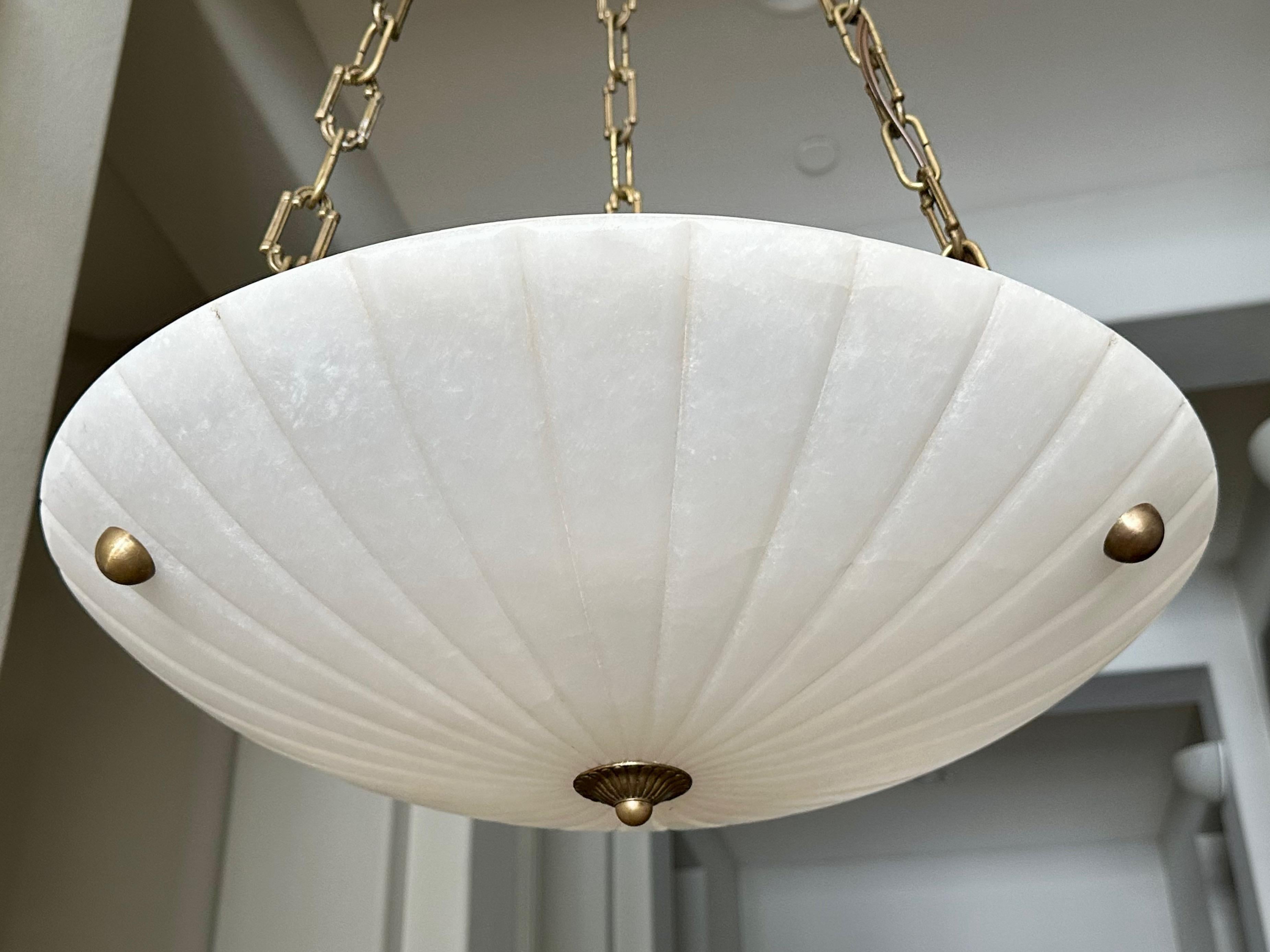 XX secolo Directoire Style French Alabaster Pendant Chandelier in vendita