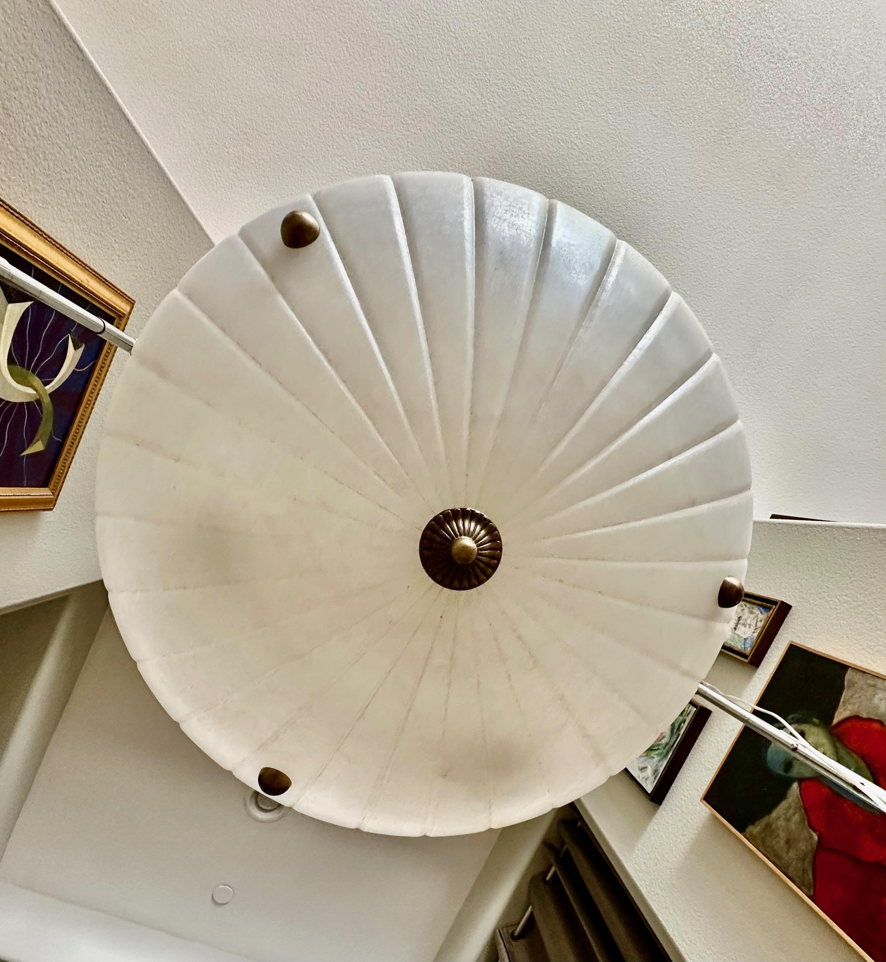 Directoire Style French Alabaster Pendant Chandelier in vendita 1