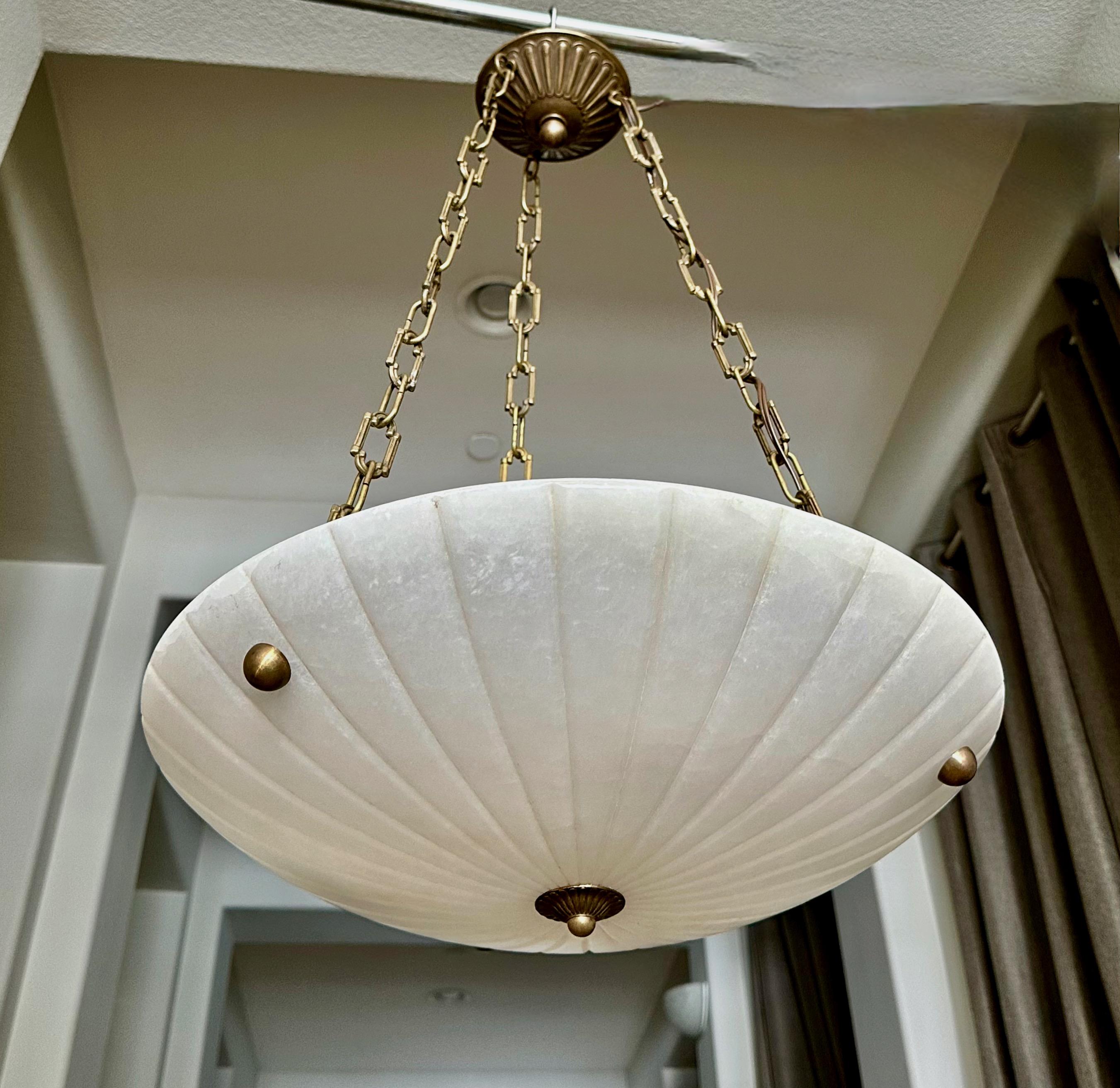 Directoire Style French Alabaster Pendant Chandelier in vendita 2