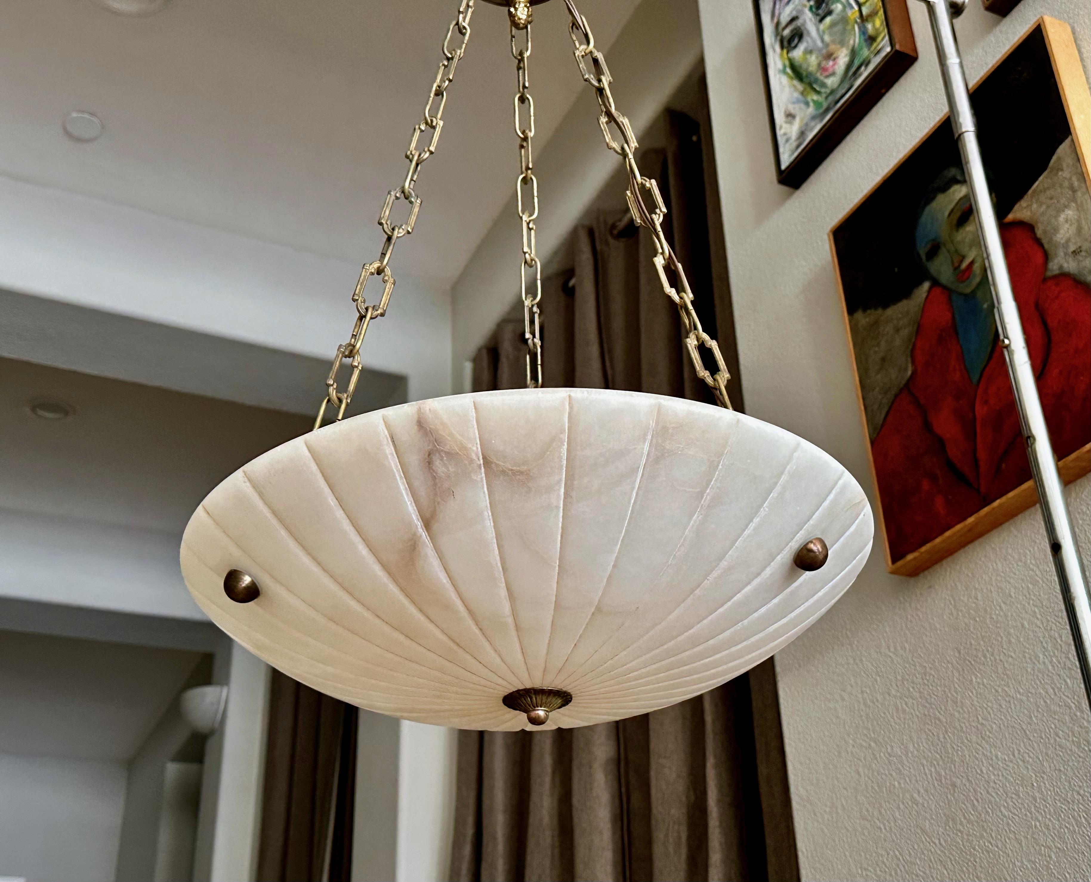 Lampadario a sospensione in alabastro francese in stile Directoire in vendita 2