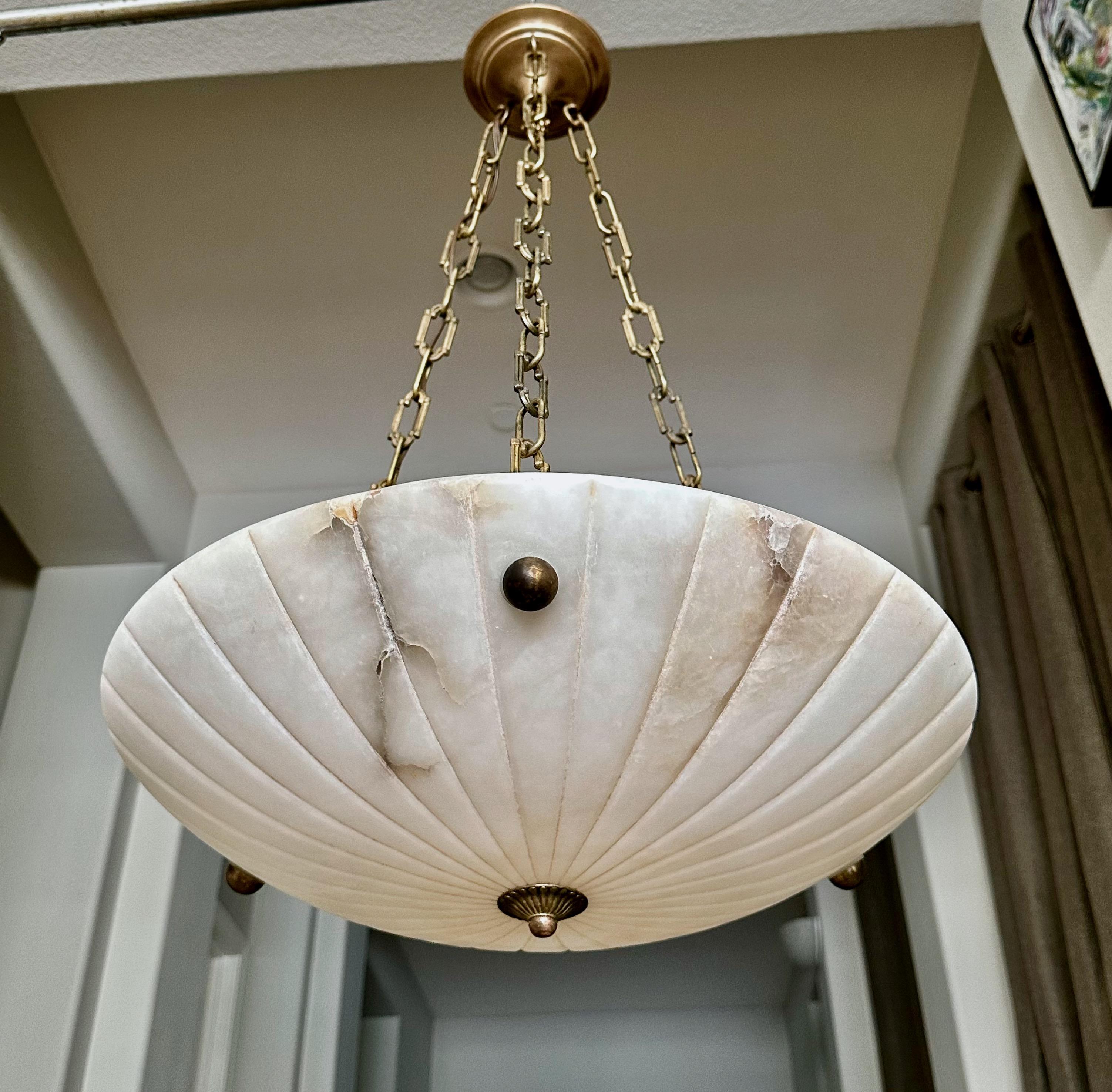 Lampadario a sospensione in alabastro francese in stile Directoire in vendita 3