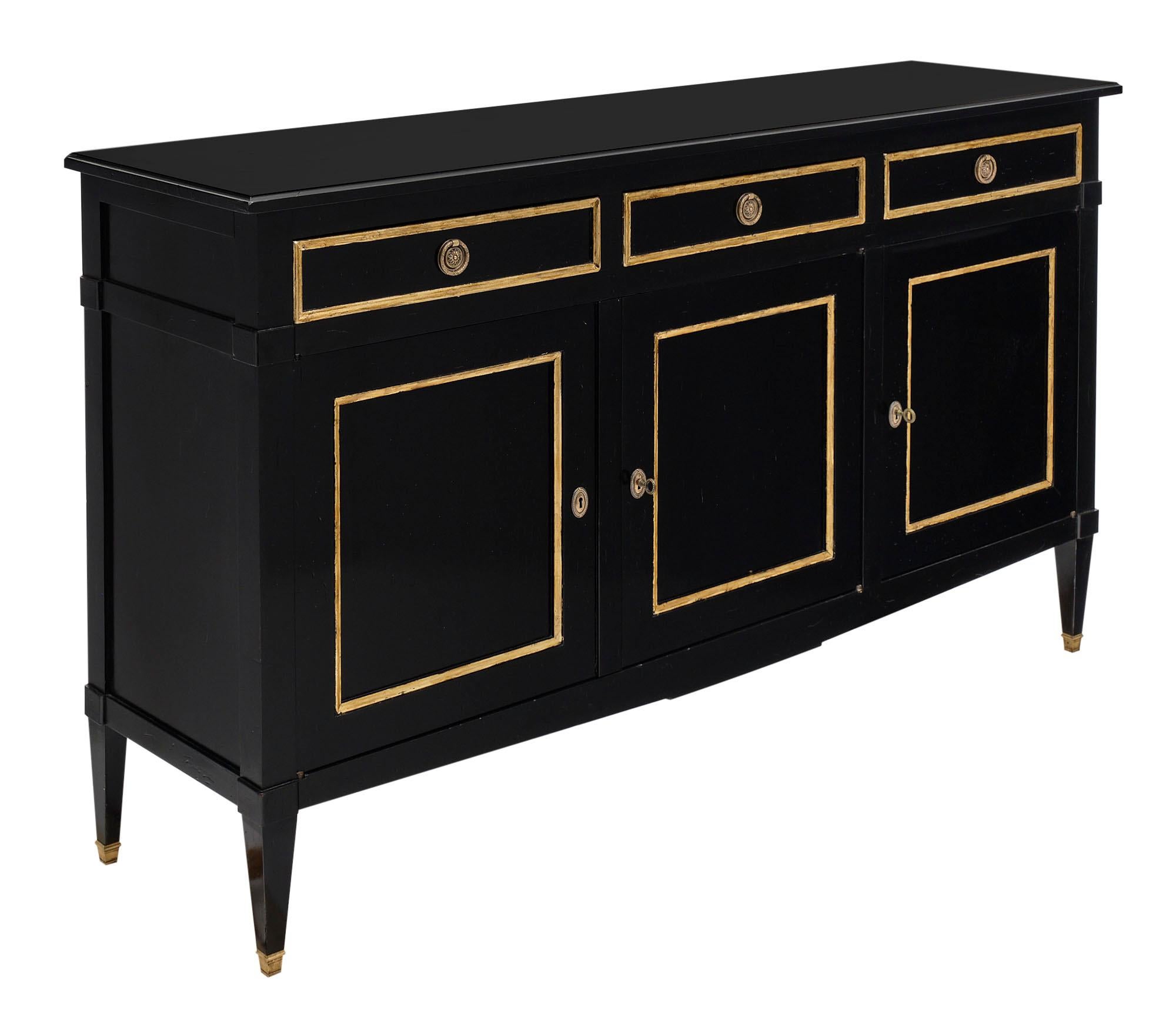 Directoire Style French Antique Ebonized Buffet In Good Condition In Austin, TX