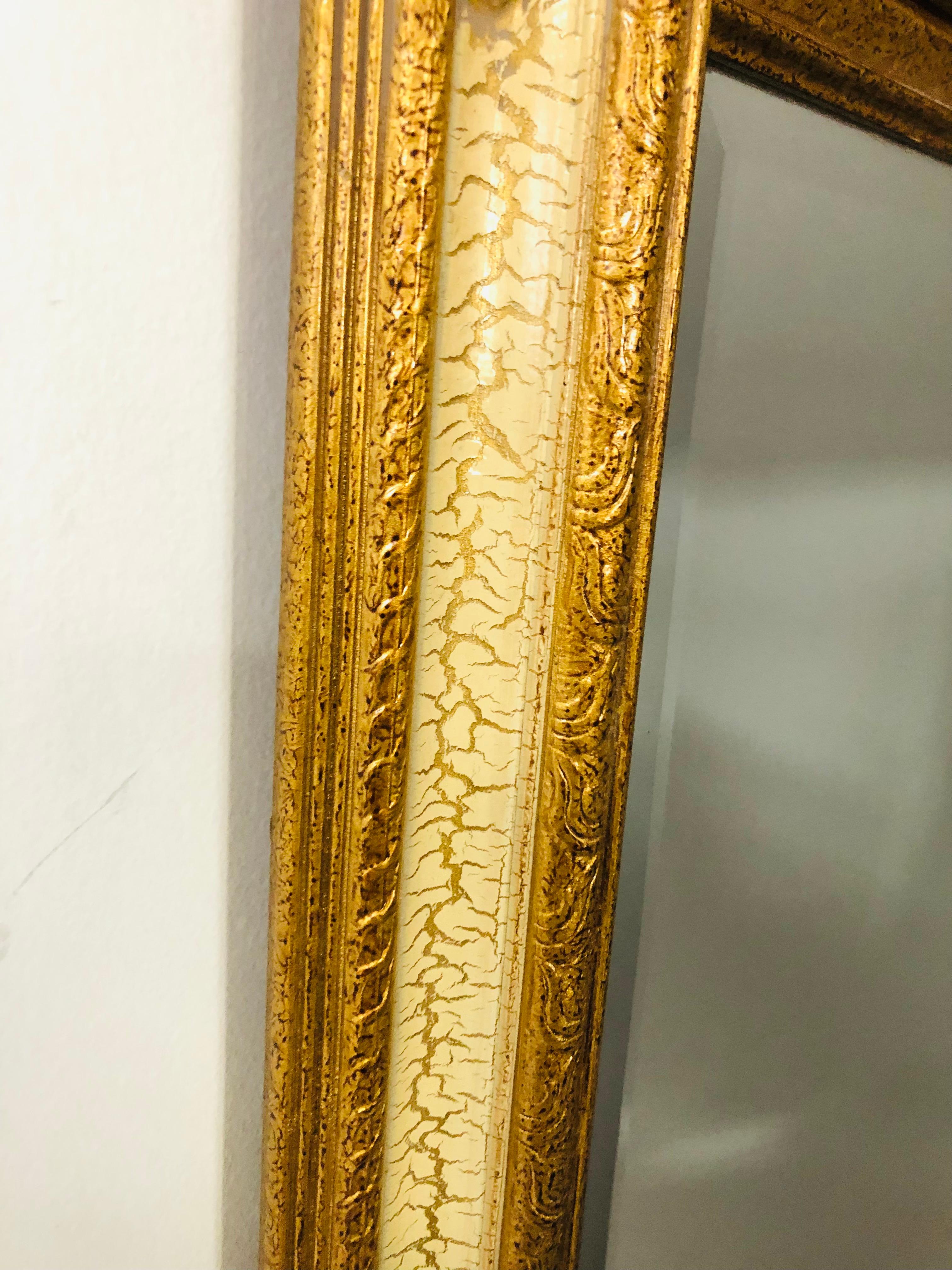 Directoire Style French Hand Carved Gilded Patinated Frame Wall or Table Mirror For Sale 1