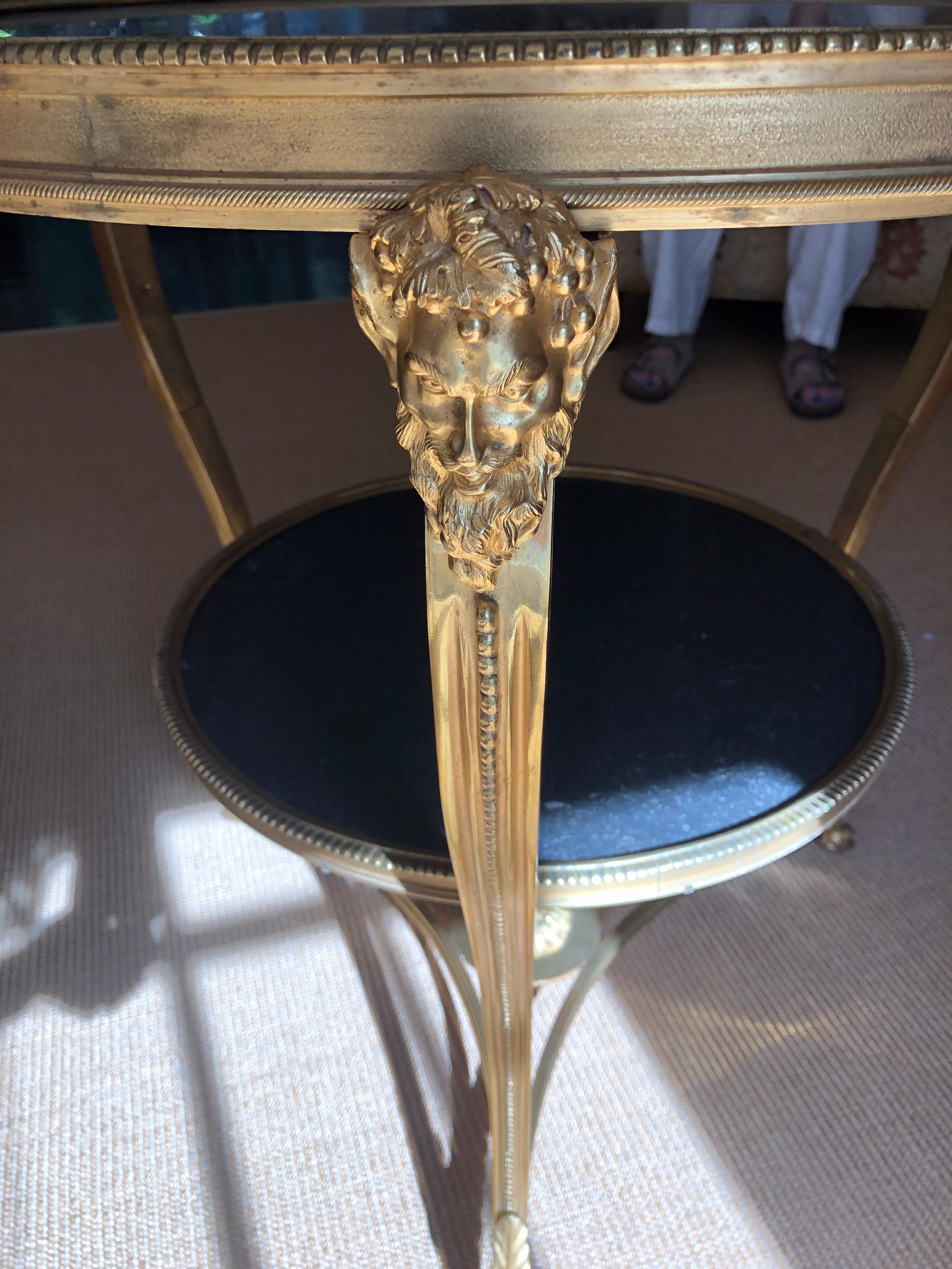 Directoire Style Gilt Bronze Gueridon Table with Dark Marble Top 5