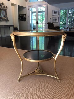 Directoire Style Gilt Bronze Gueridon Table with Dark Marble Top