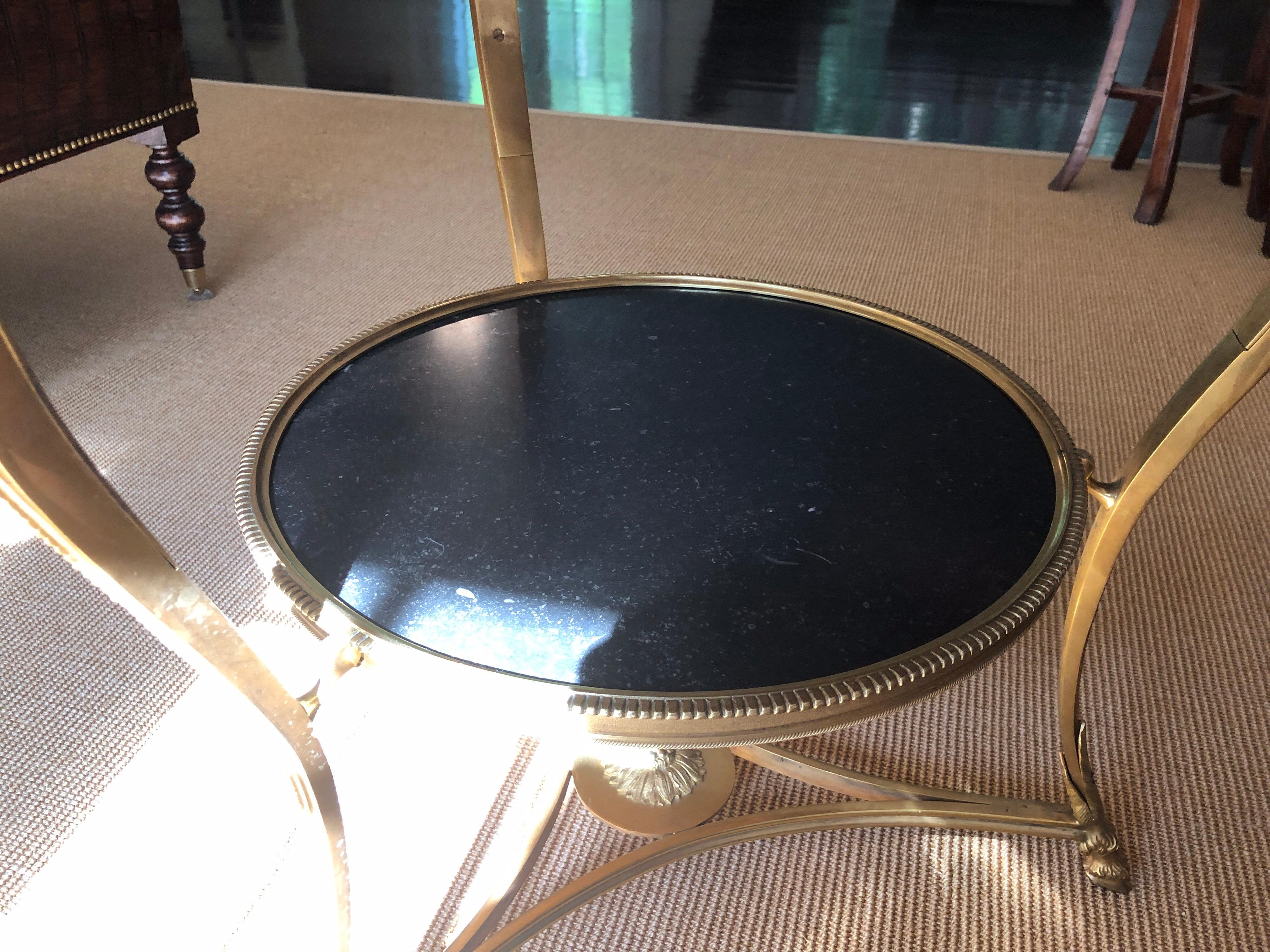Directoire Style Gilt Bronze Gueridon Table with Dark Marble Top 1