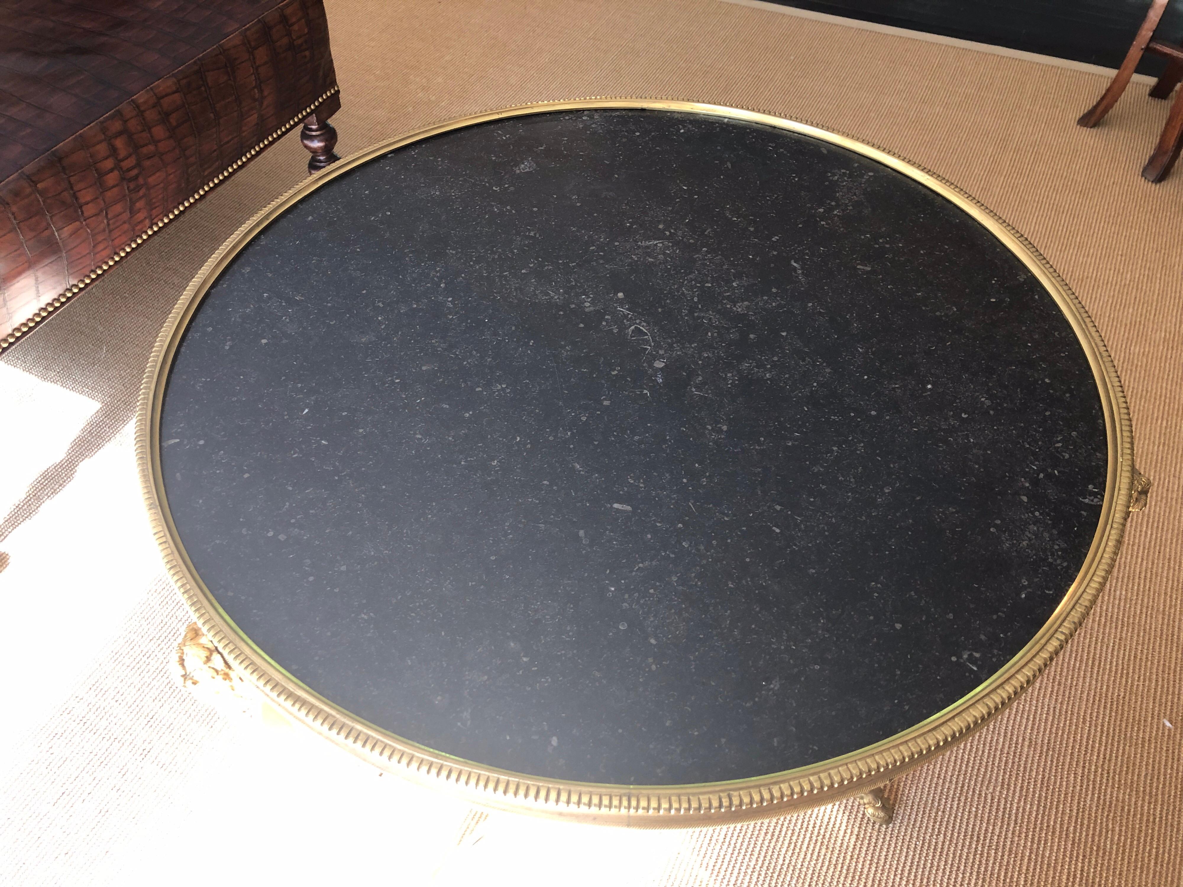 Directoire Style Gilt Bronze Gueridon Table with Dark Marble Top 2