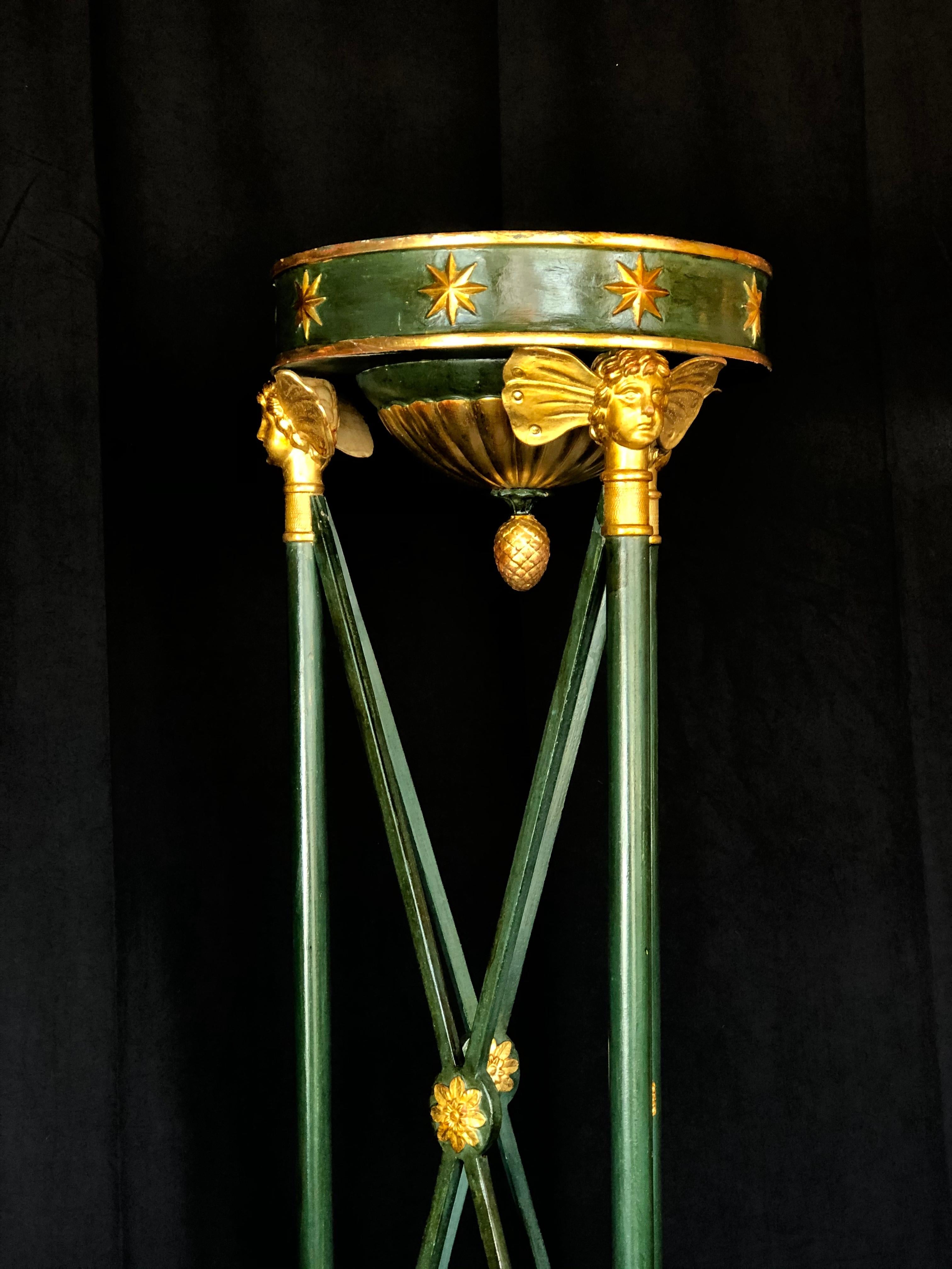 American Directoire Style Green Painted & Gilt Stand