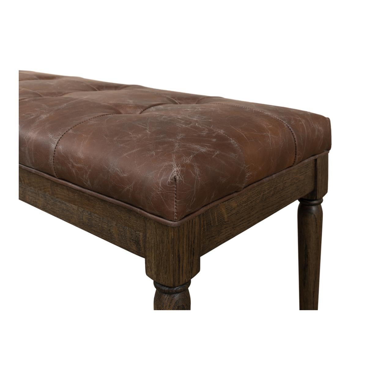 Contemporary Directoire Style Leather Bench For Sale