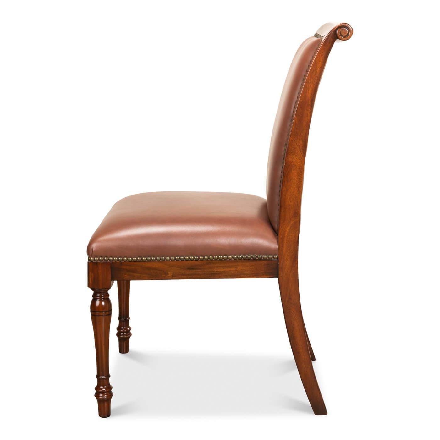 Asian Directoire Style Leather Dining Chair For Sale