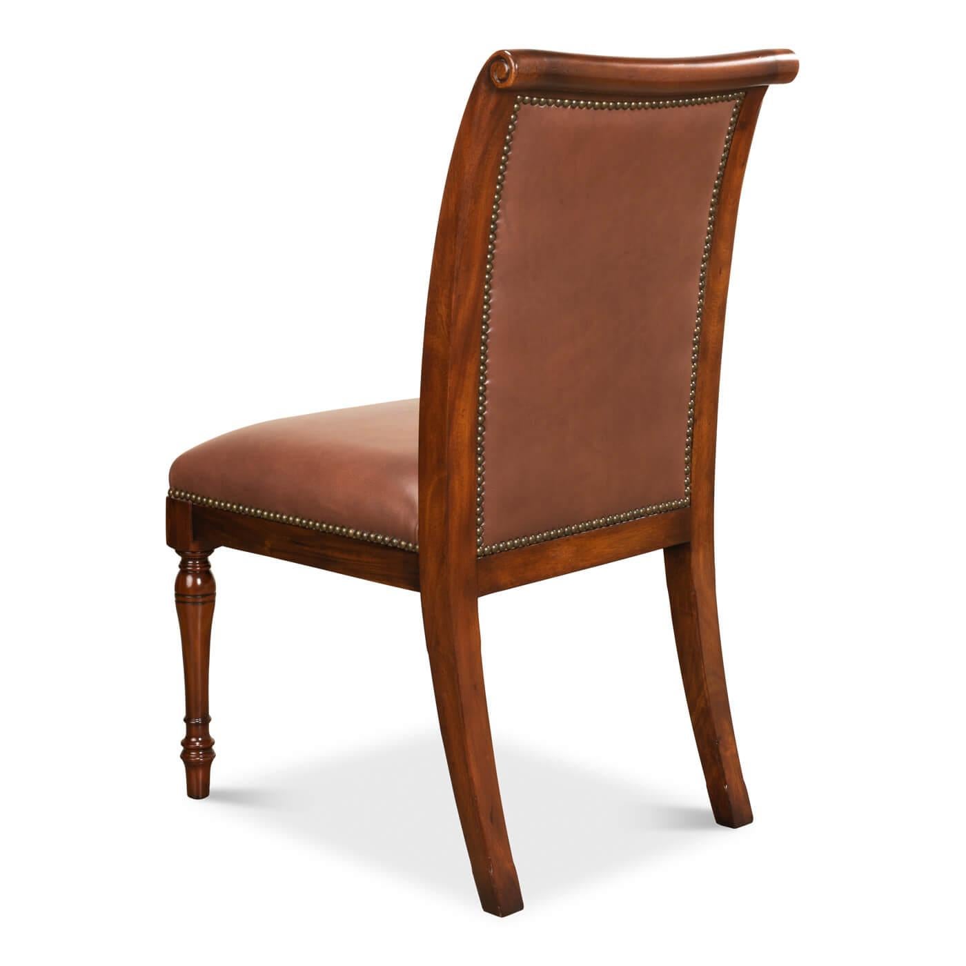 Directoire Style Leather Dining Chair In New Condition For Sale In Westwood, NJ