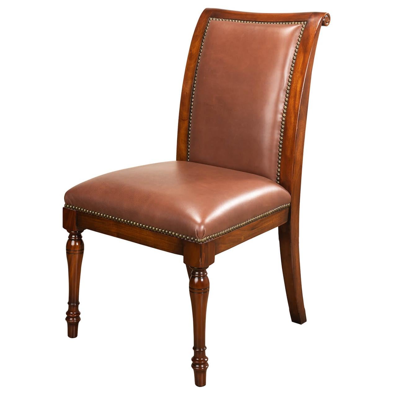 Directoire Style Leather Dining Chair For Sale