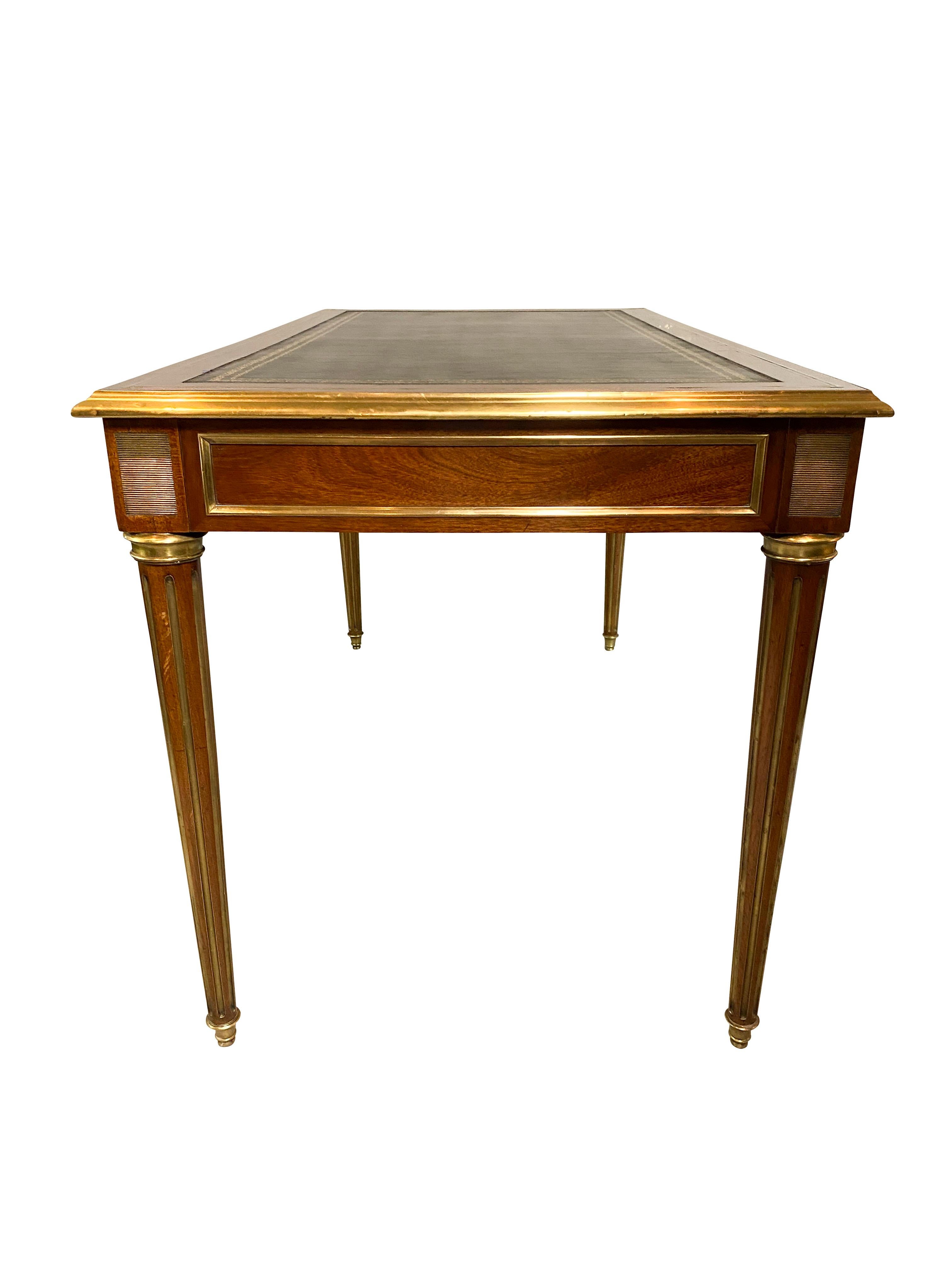 French Directoire Style Mahogany and Brass Inlaid Writing Table