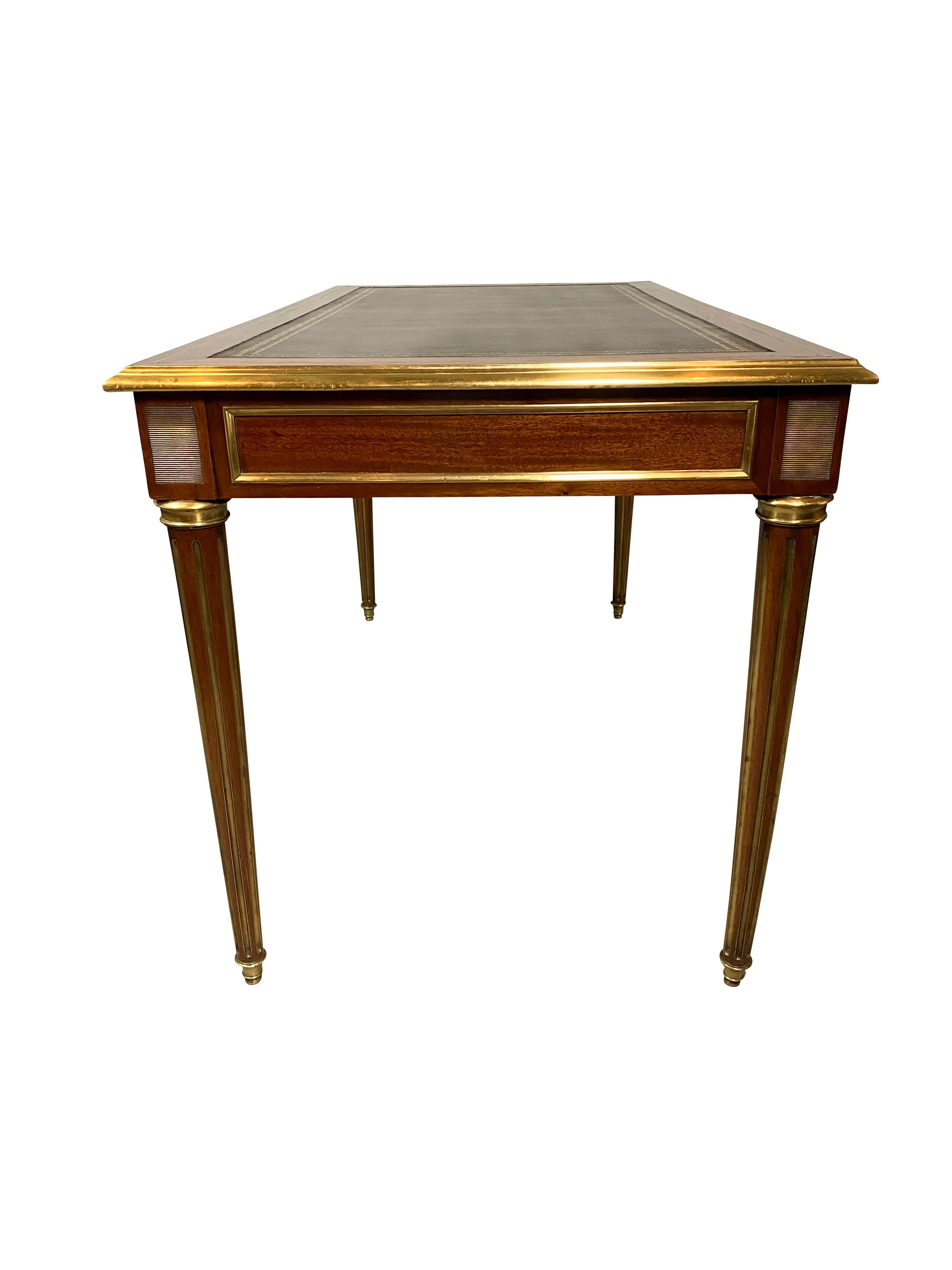 19th Century Directoire Style Mahogany and Brass Inlaid Writing Table