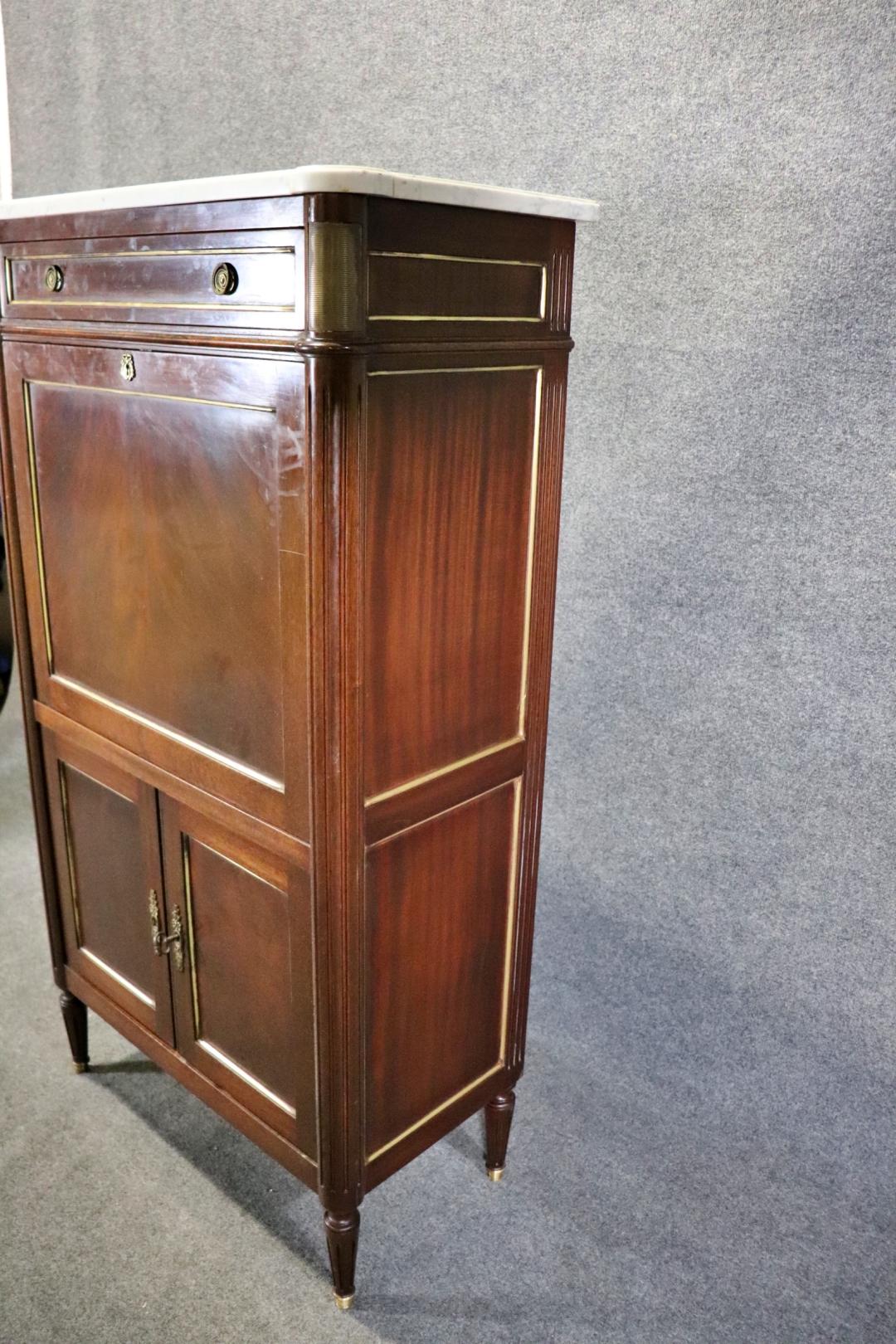 Directoire Style Mahogany and Brass secretary Aabatant Leather Desk Surface  For Sale 7